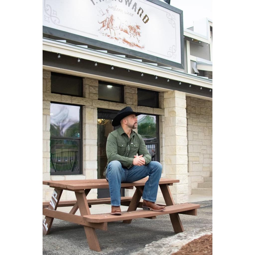 Ferrell Olive Long Sleeve Snap Shirt