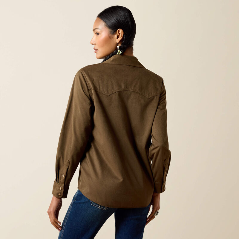 Ariat Olive Suede Western Snap Shirt