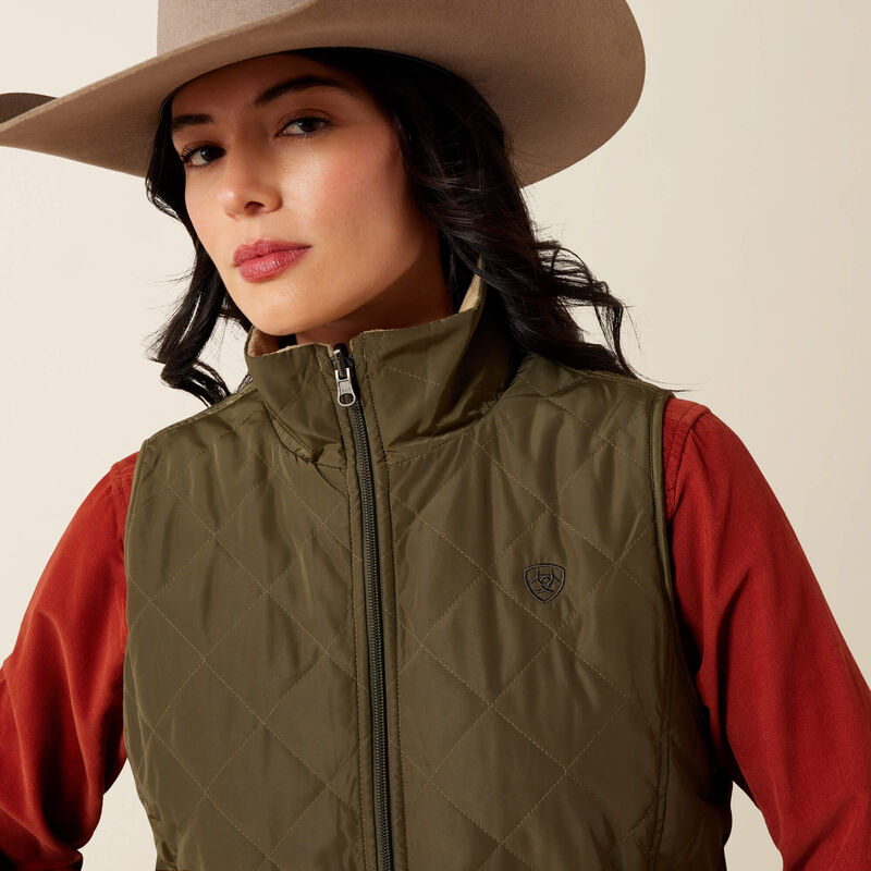 Ariat Revsble Vest Ivy Grn/Horse Print