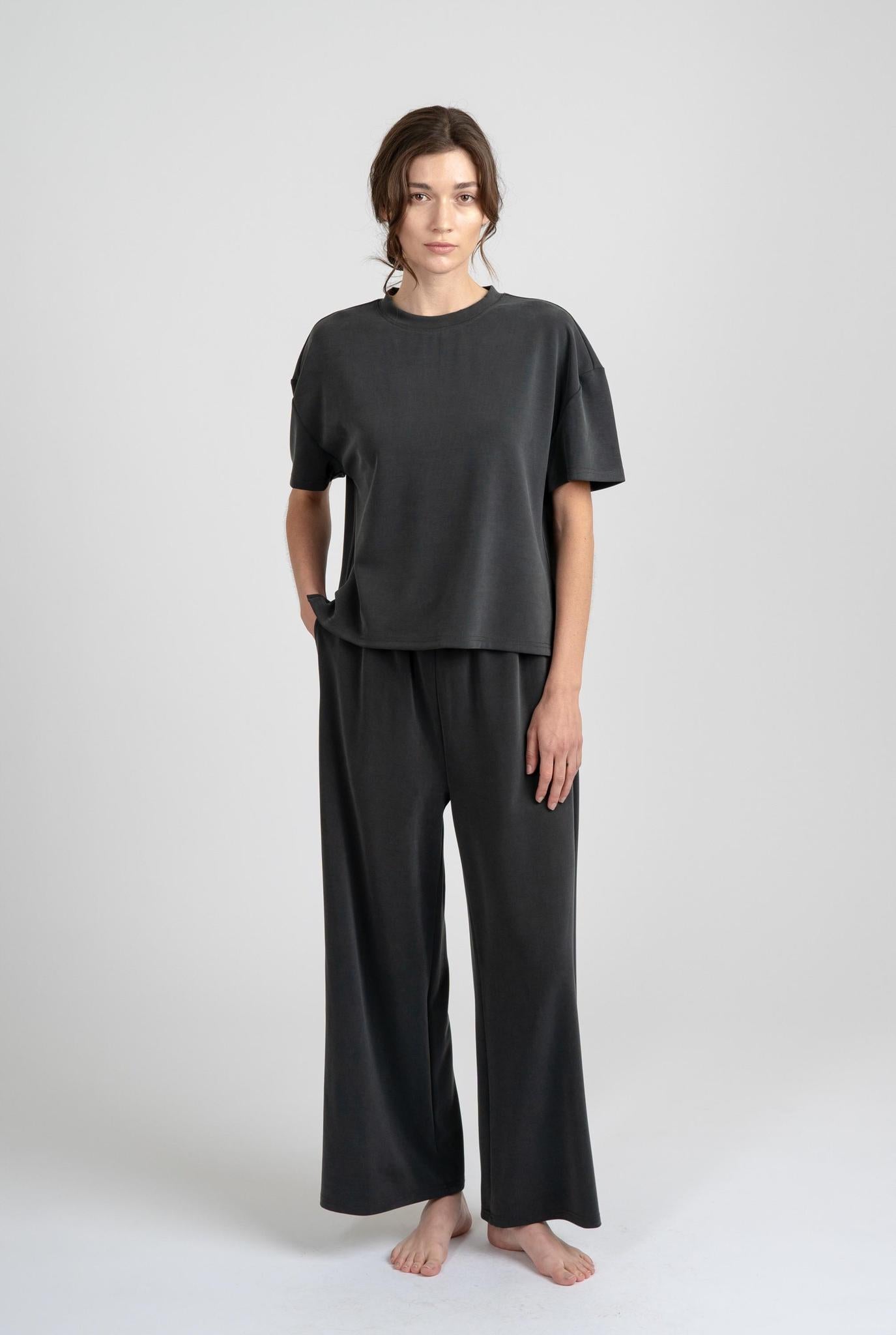 Elle Grey Charcoal Loose Fit Top