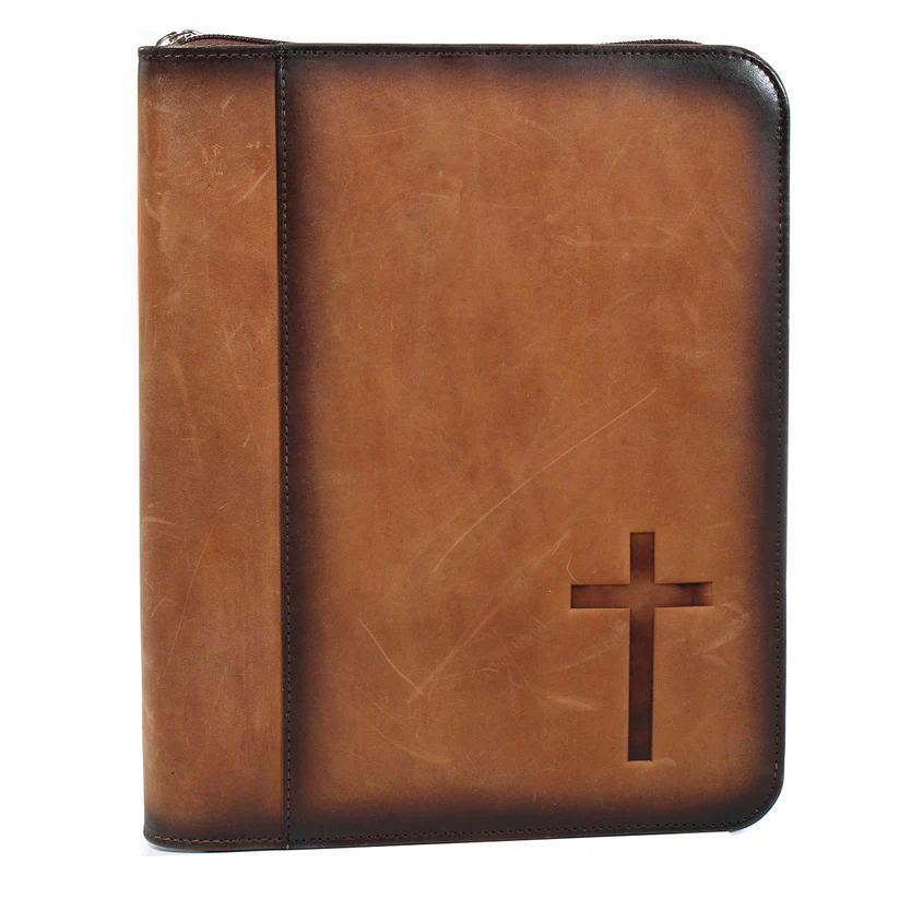 Nocona Leather Stained Cross Bible Cover