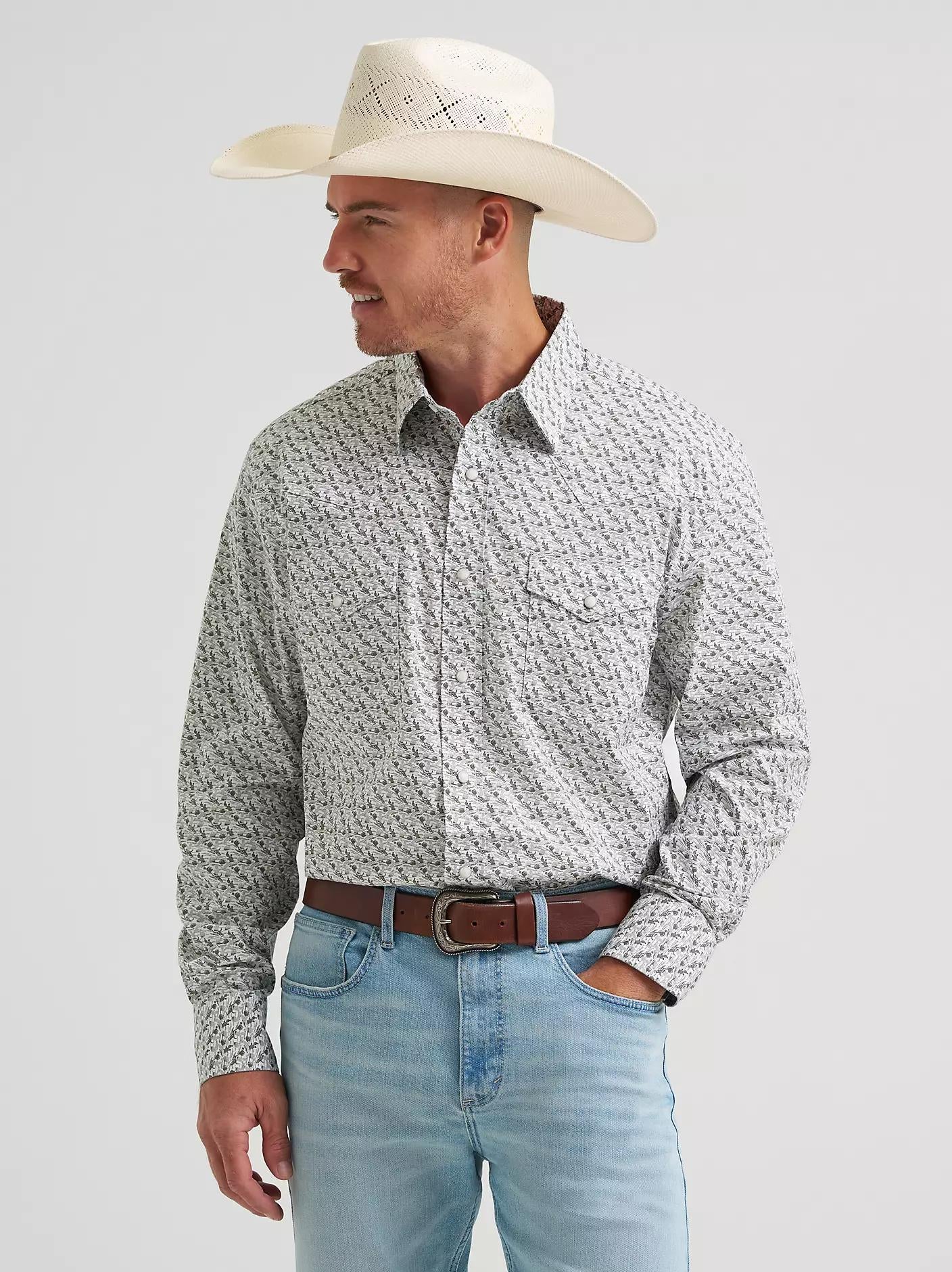 Wrangler Olive Cacti Pearl Snap Shirt – Petticoat Junction