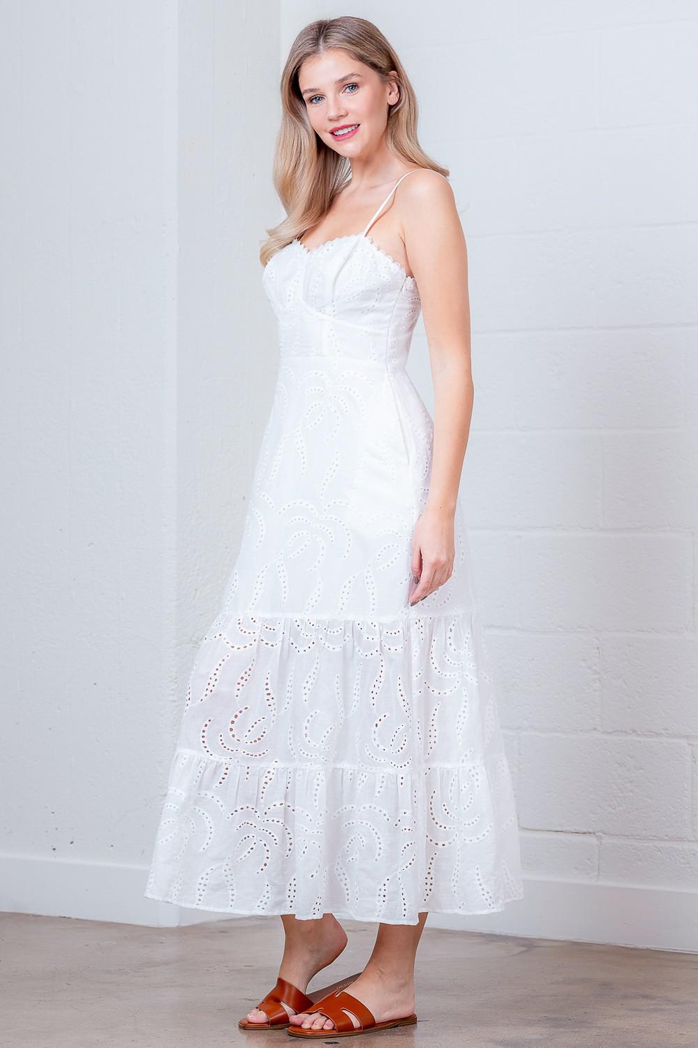 Taelynn White Eyelet Cami Dress