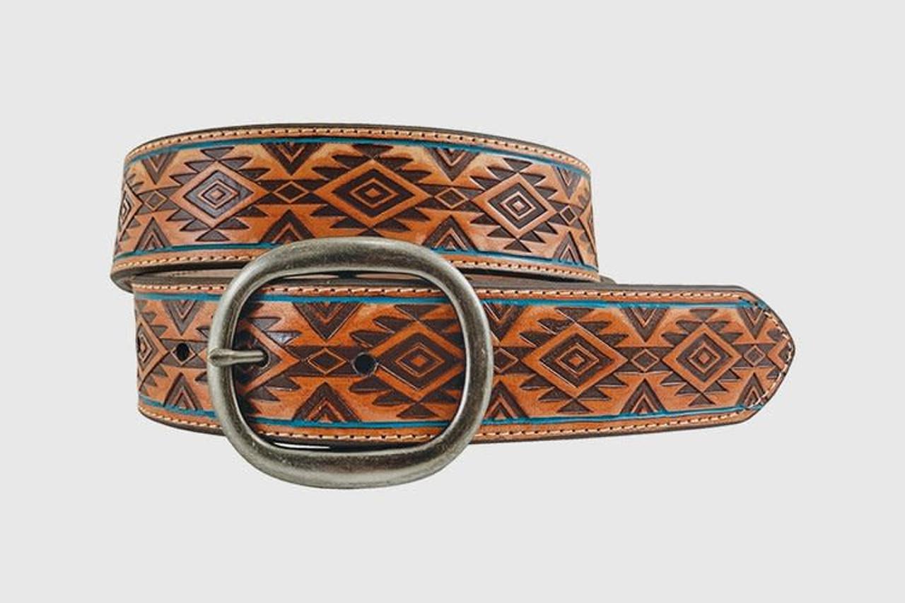 Roper turquoise rose gold leather belt sz: Med 307719bfIMG_9749__30389.  main image 3