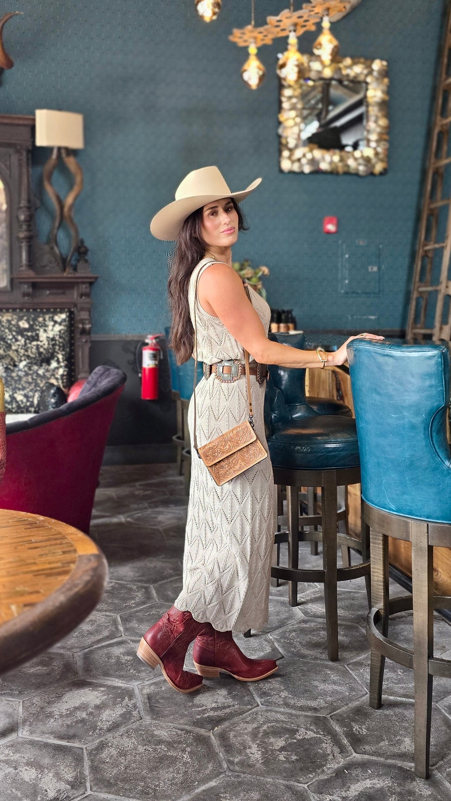 Adora Beige Crochet Scalloped Tank