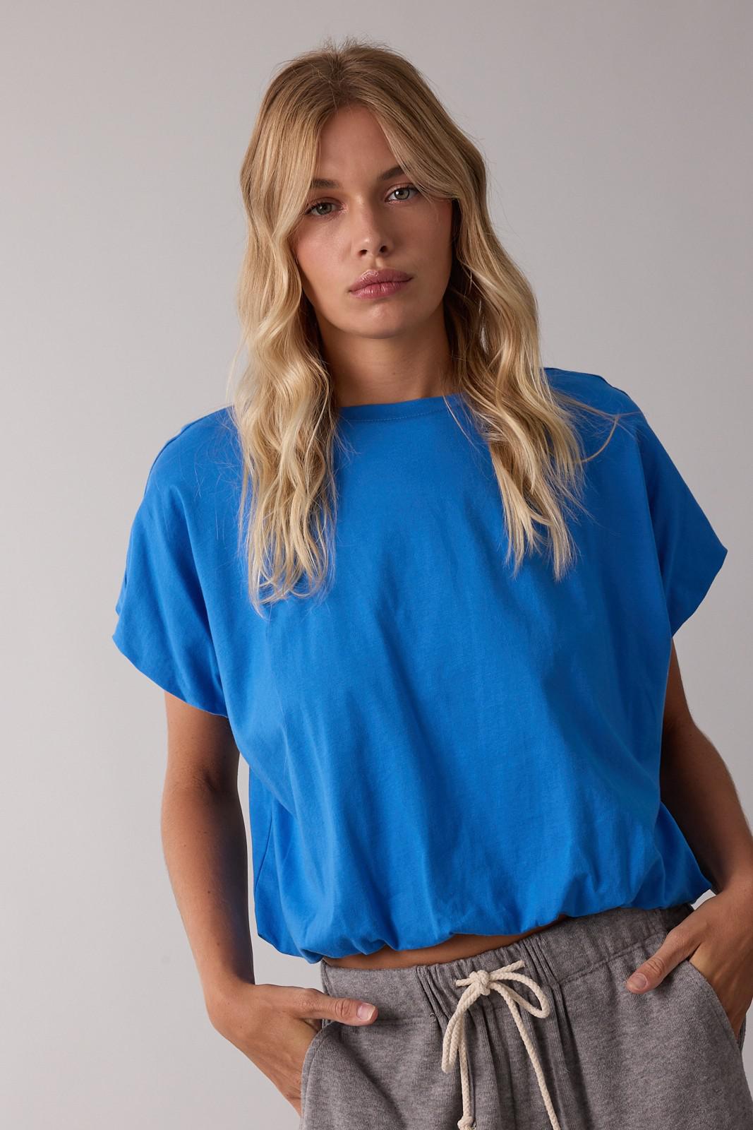 Wishlist Bubble Hem Knit Top Blue