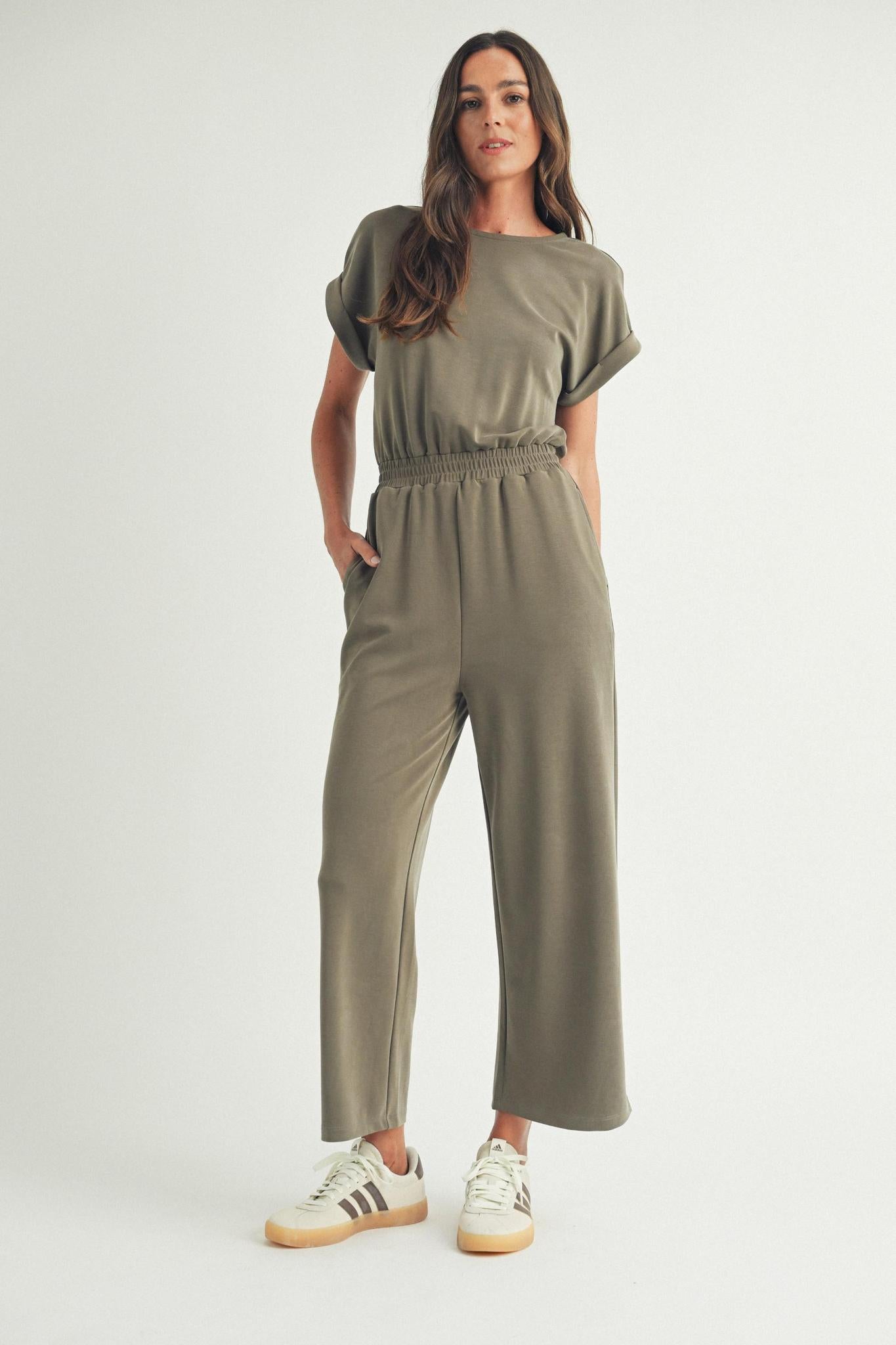 Elle Grey Mocha Buttery Soft Jumpsuit