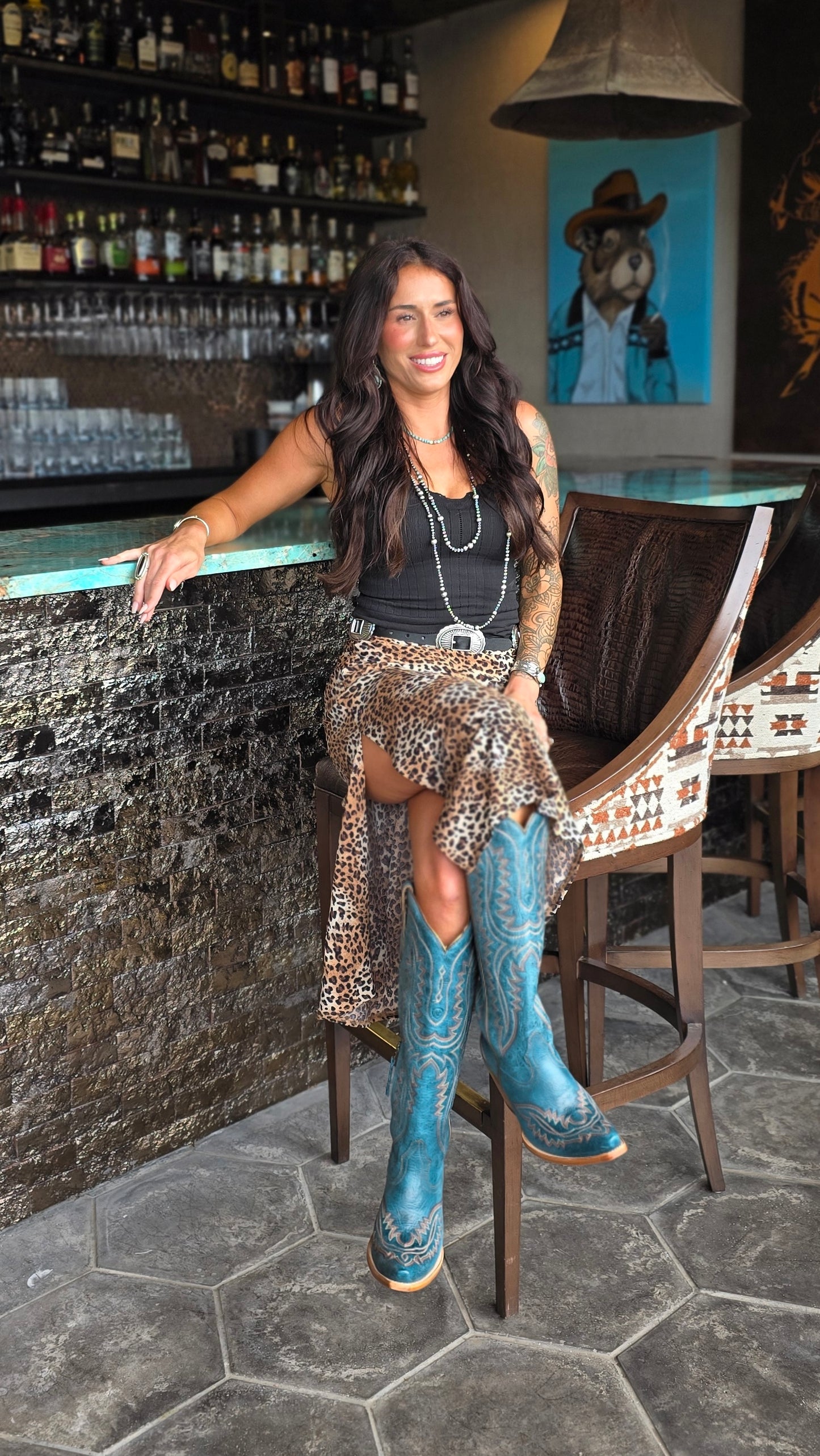 Wishlist Leopard Midi Skirt Mocha