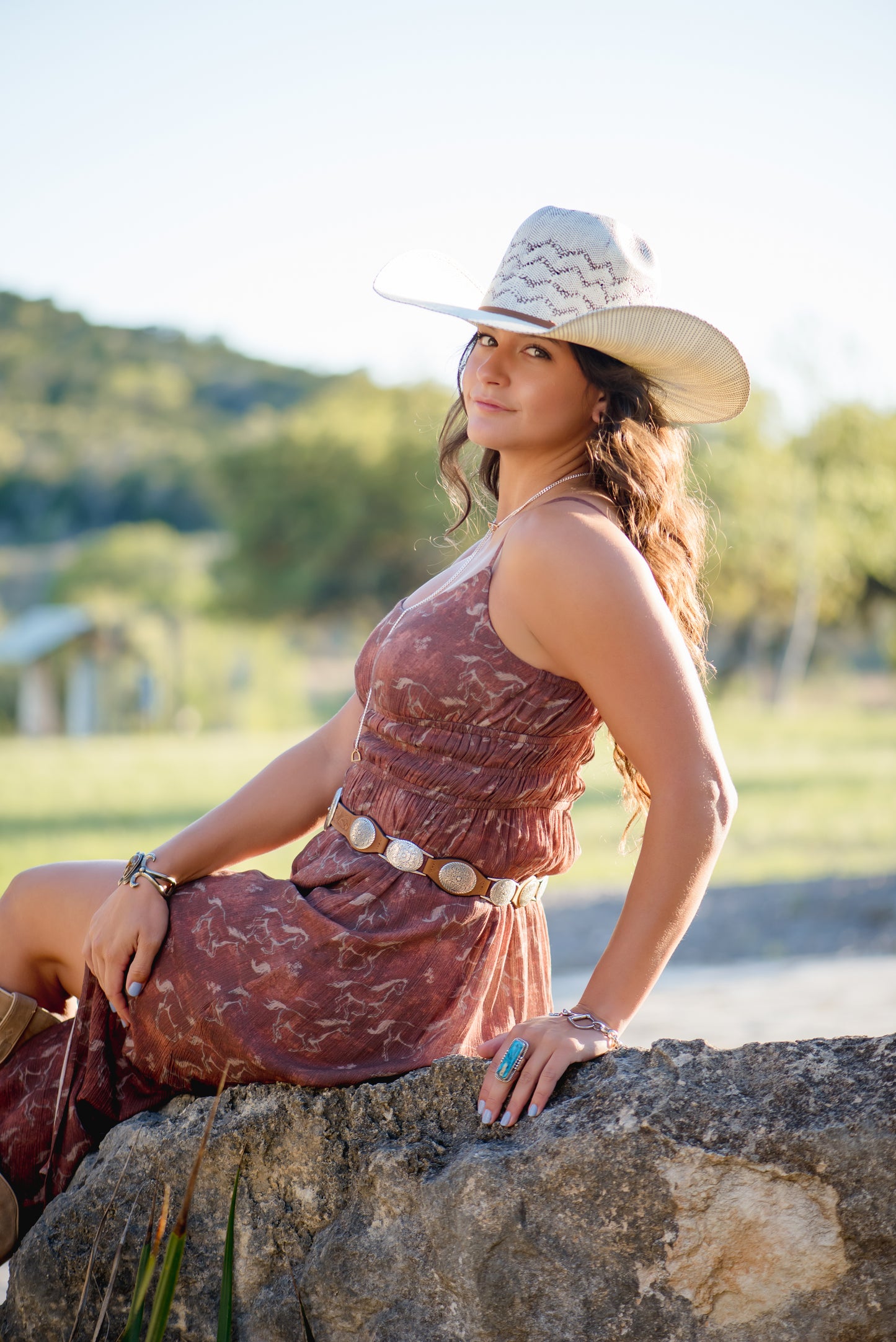 Rock&Roll Horse Print Midi Cami Dress