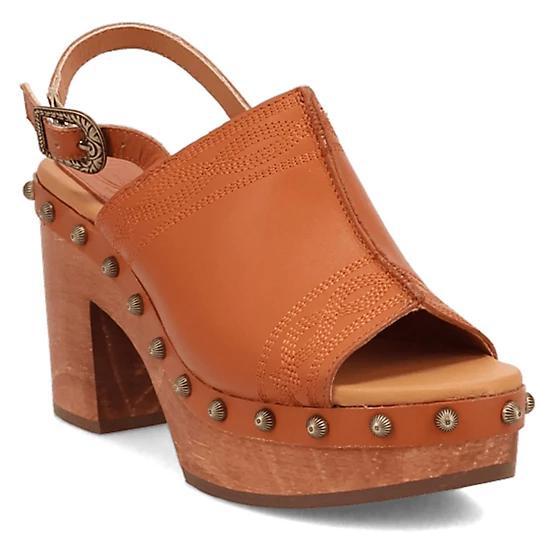 Dingo Clover Wooden Sandal Tan