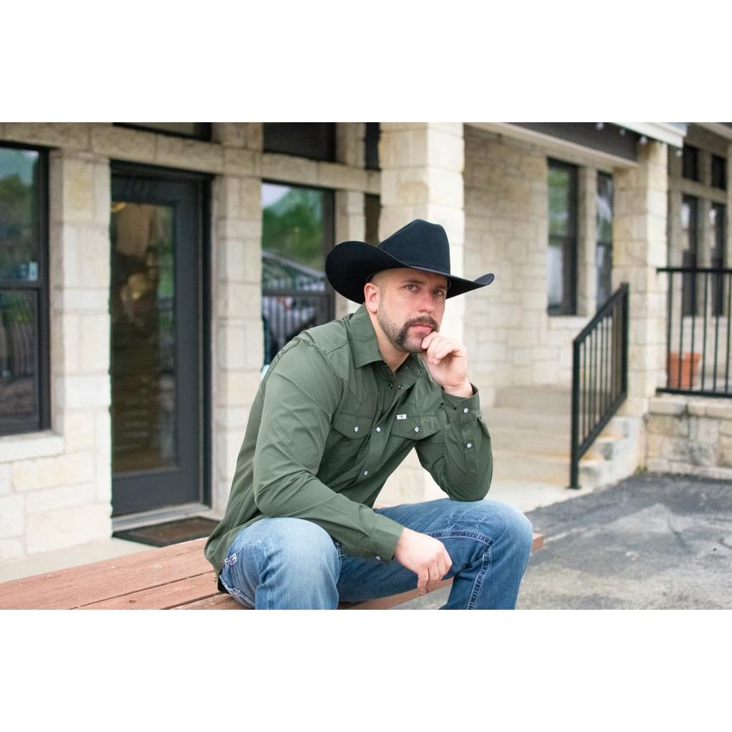 Ferrell Olive Long Sleeve Snap Shirt