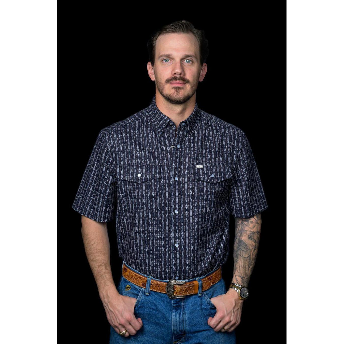 Ferrel Black Aztec Snap Short Sleeve
