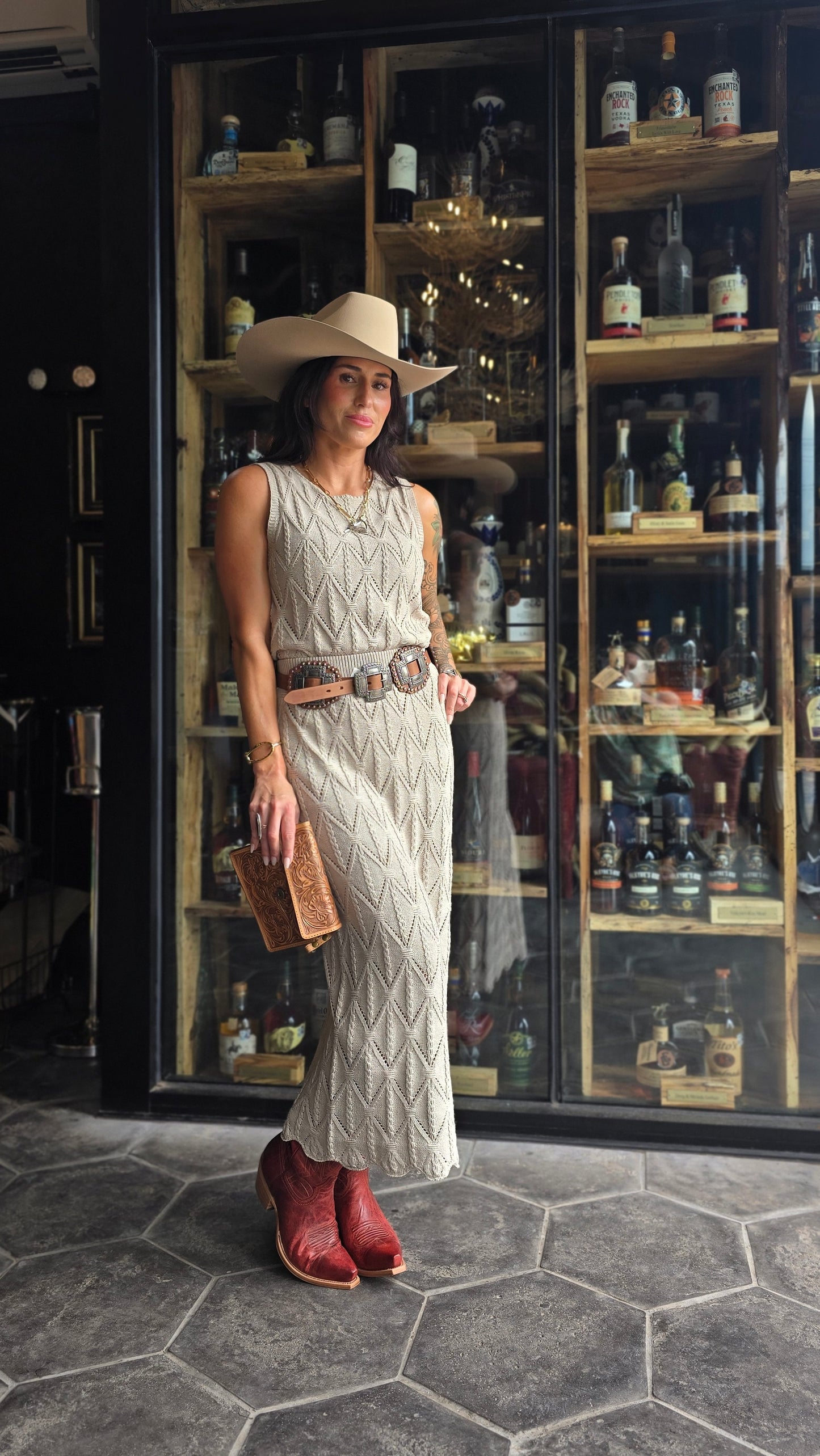 Adora Beige Crochet Scalloped Tank