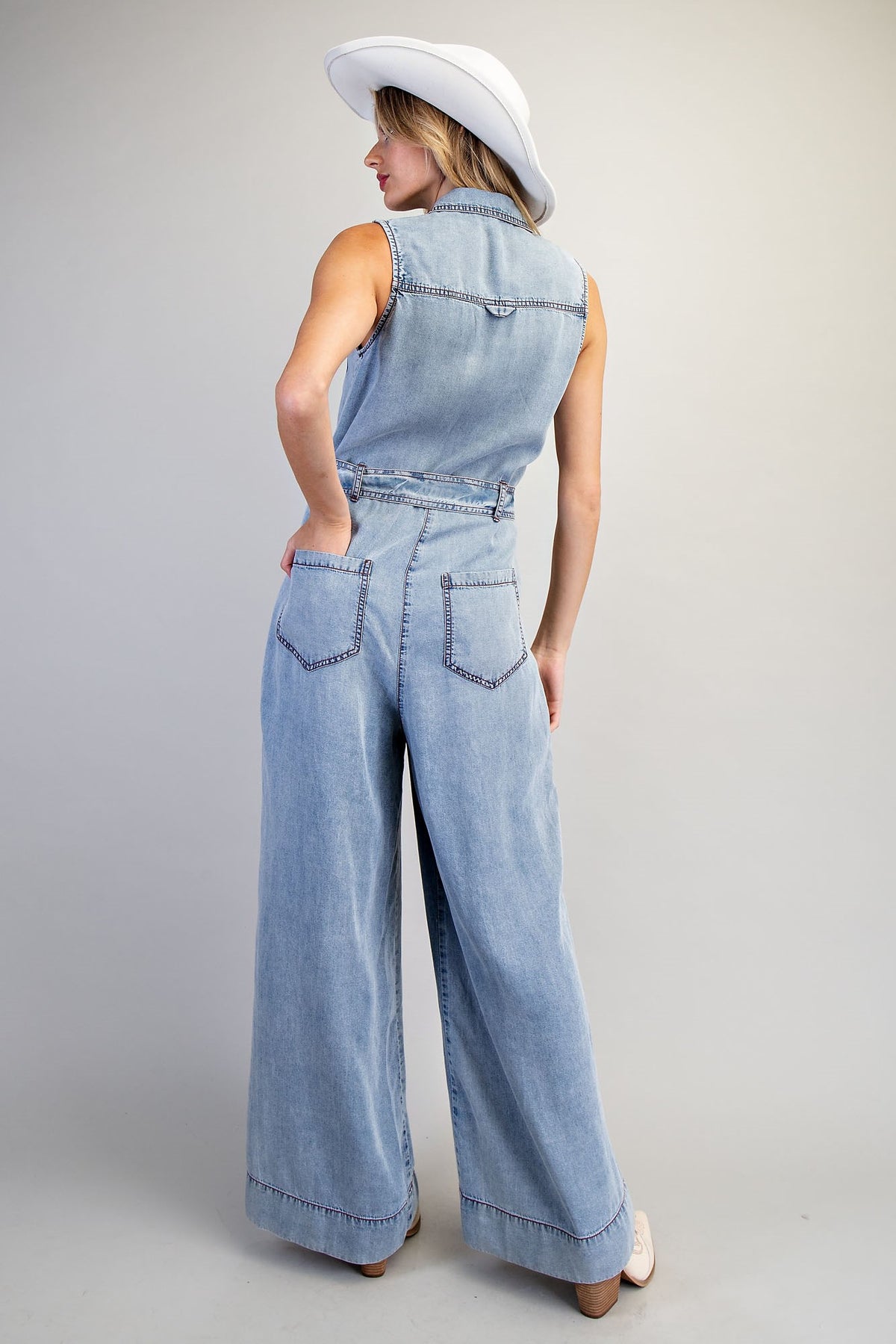 Eesome Denim Zipper Jumpsuit - Petticoat Junction