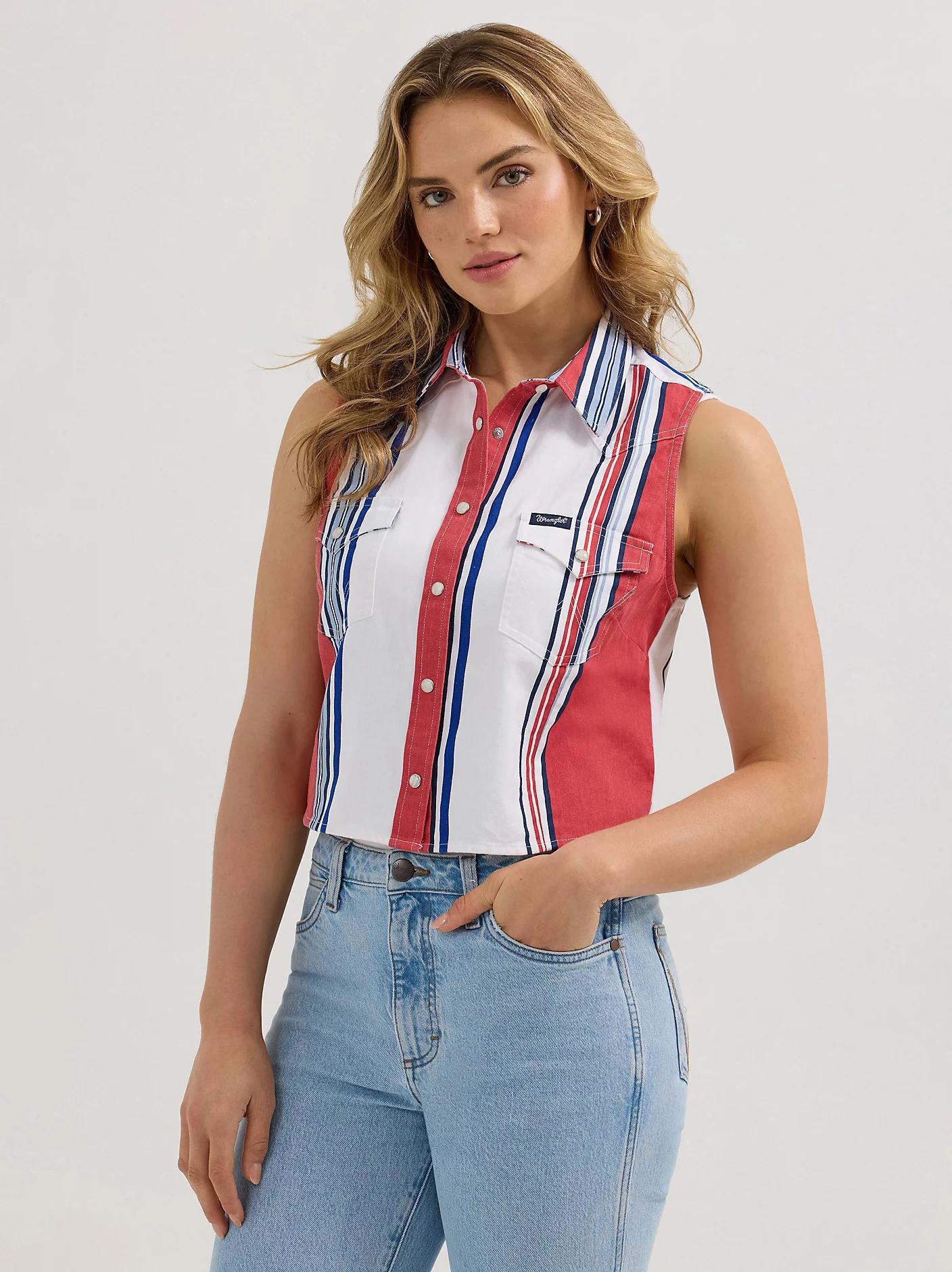 Wrangler Brushpopper Crop Snap Top