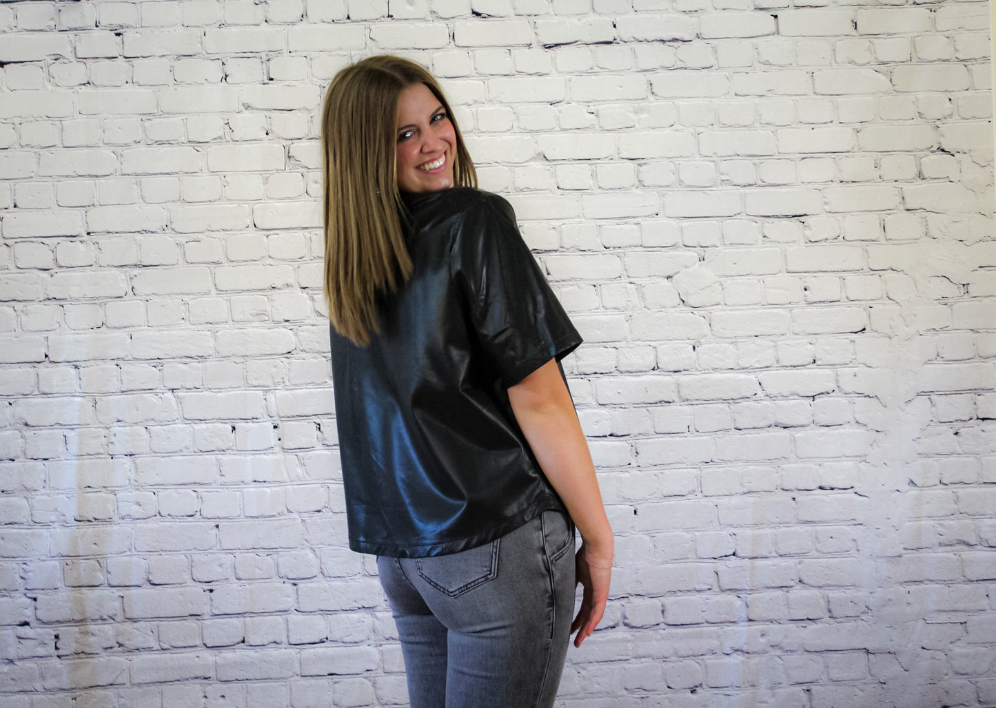 Eesome Black Faux Leather Top