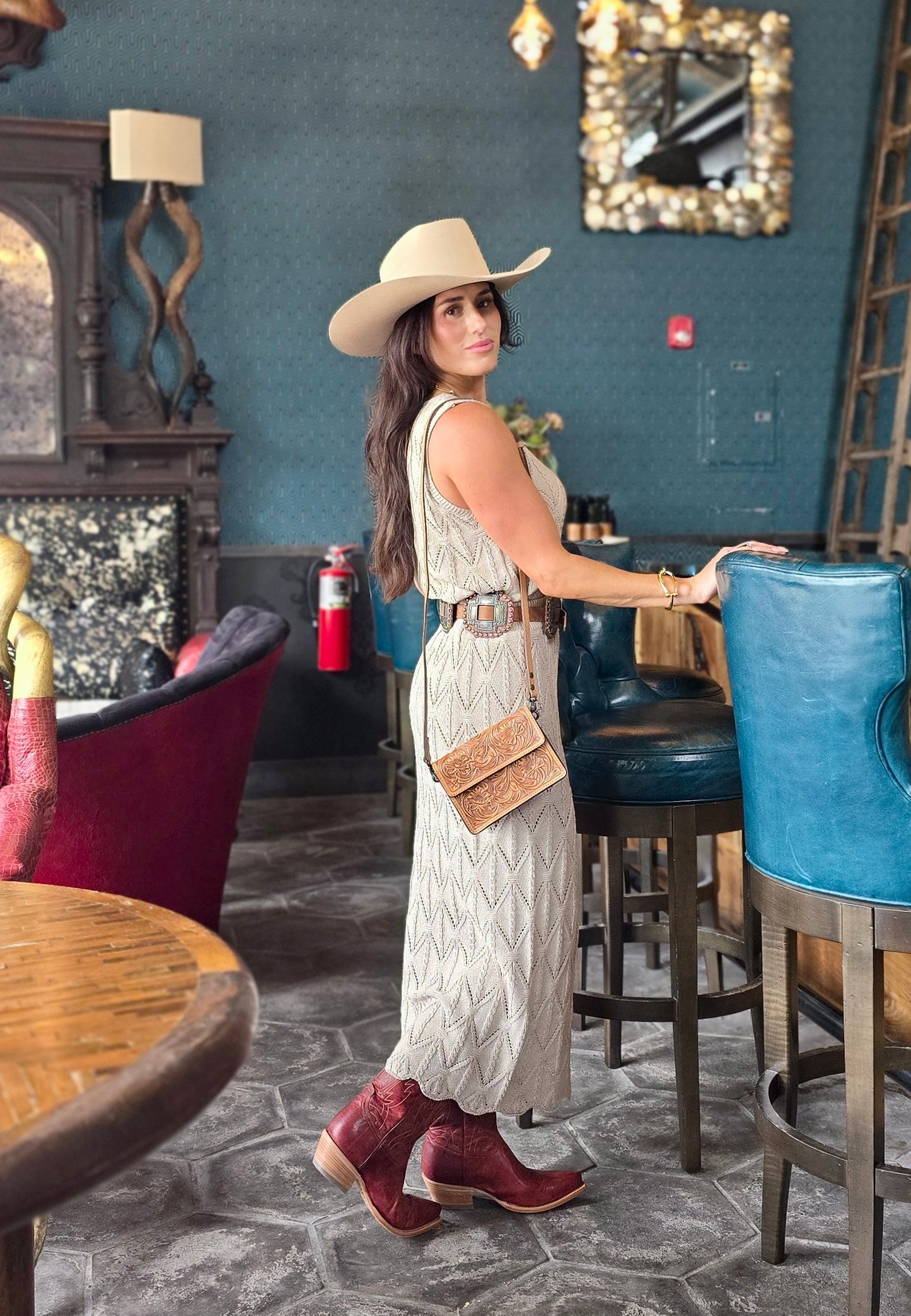 Adora Beige Crochet Scalloped Tank