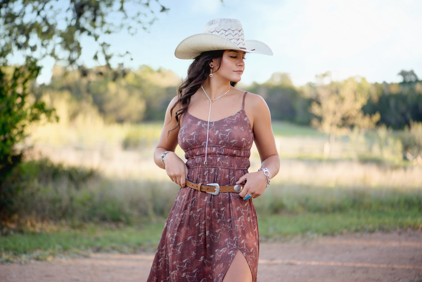 Rock&Roll Horse Print Midi Cami Dress