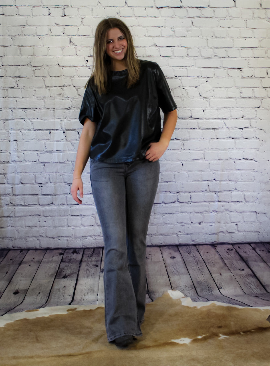 Eesome Black Faux Leather Top