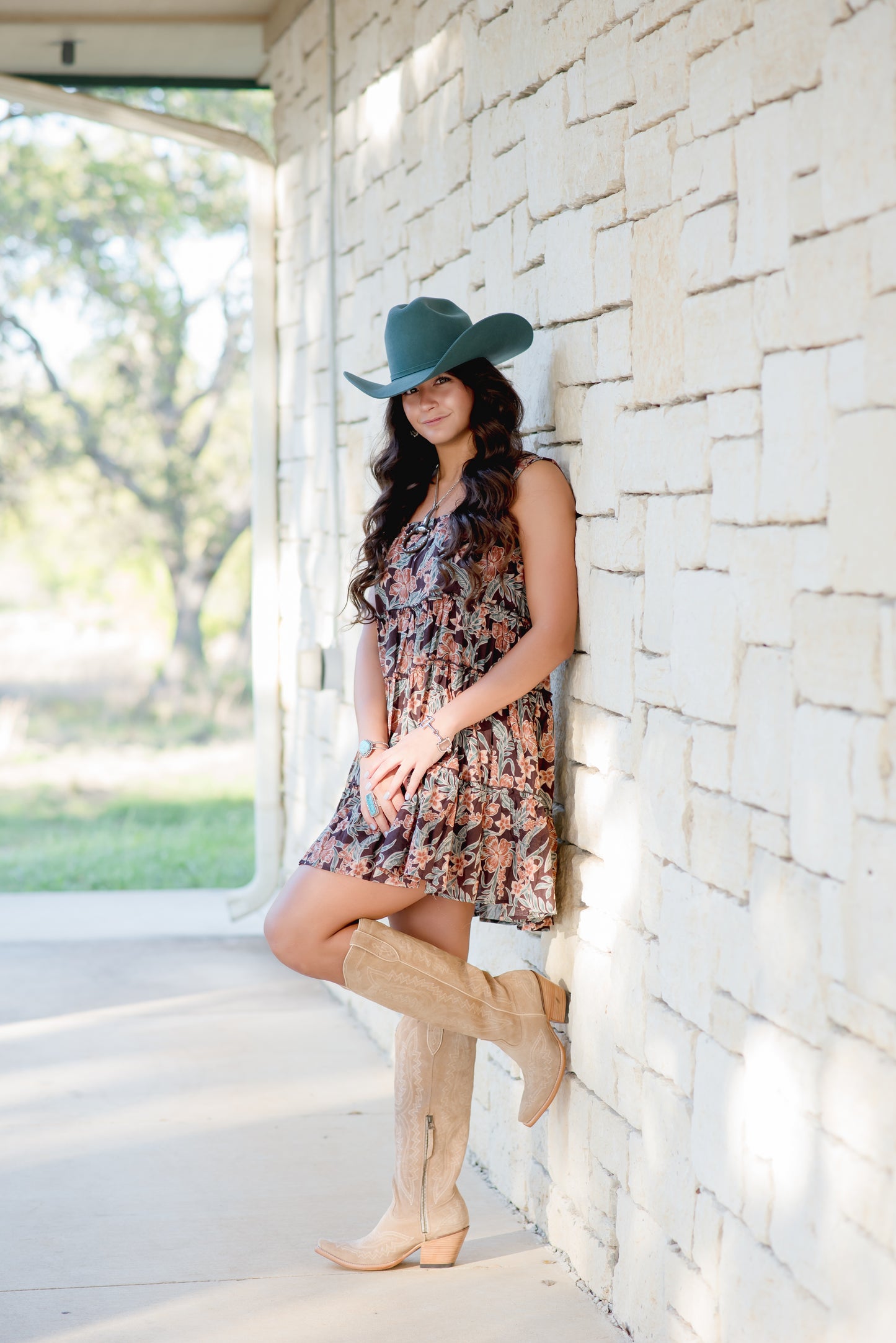 Wishlist Brown Floral Tiered Sun Dress