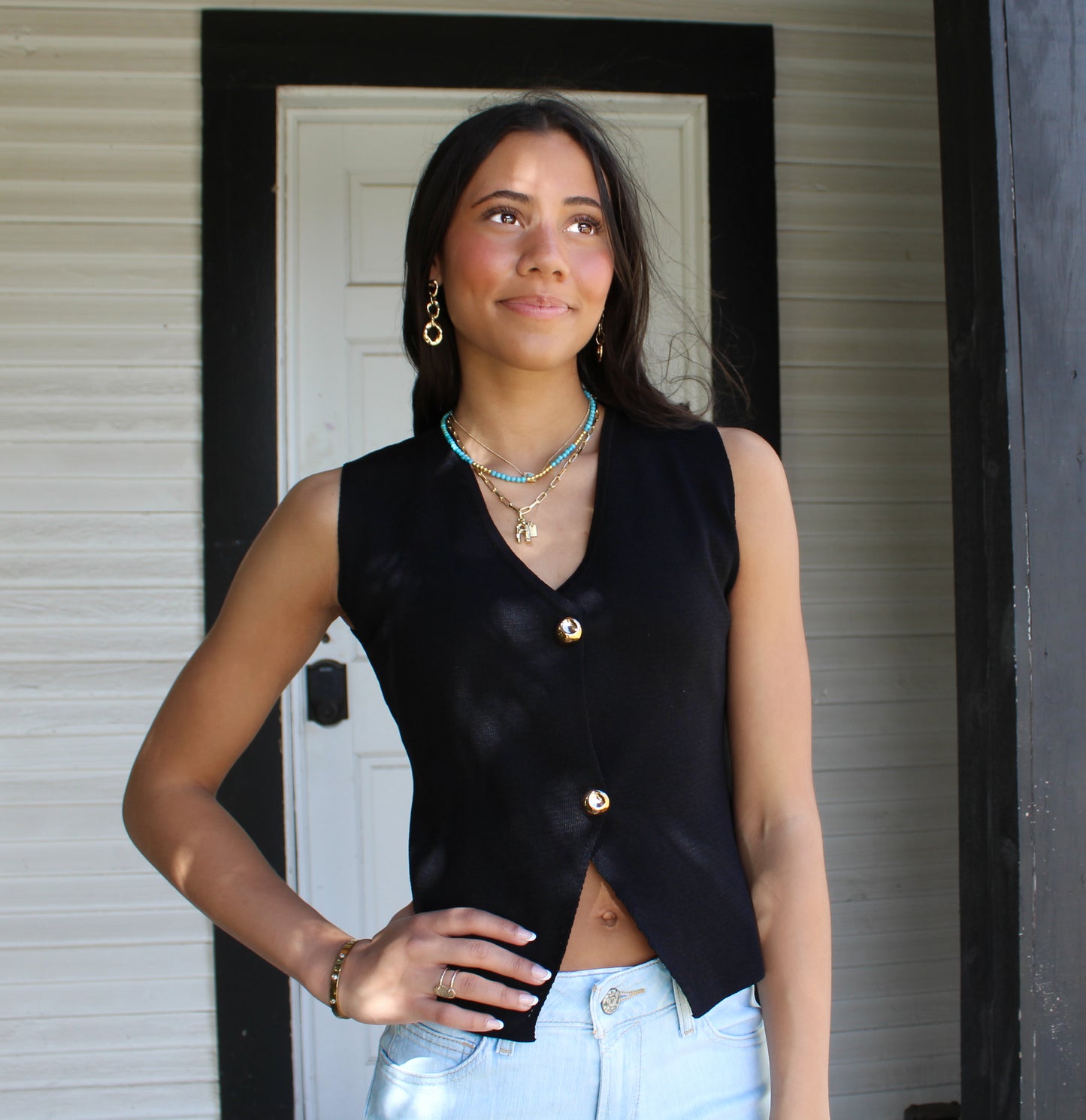 WL Black Fine Knit Vest