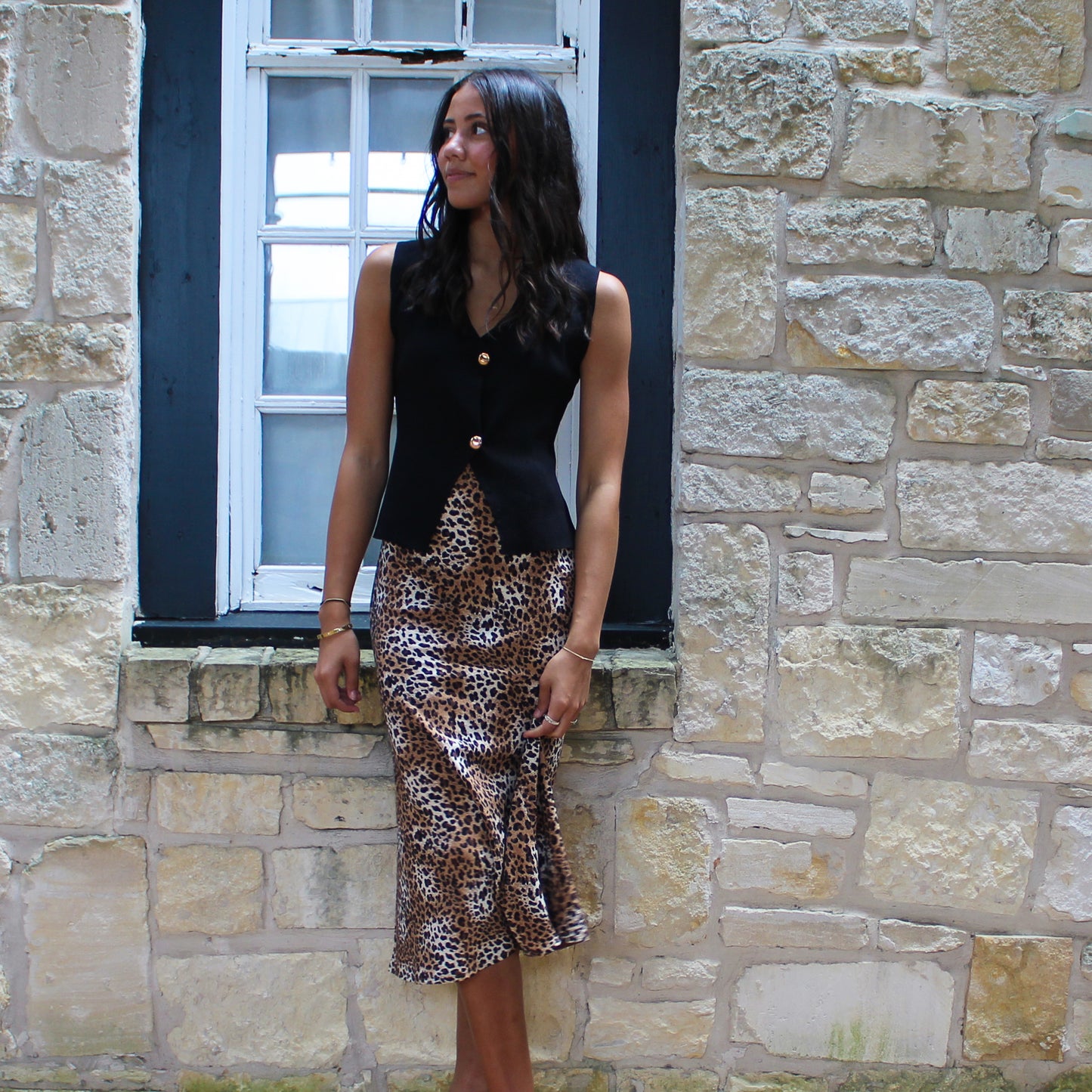 Eesome Cheetah Print Midi Skirt