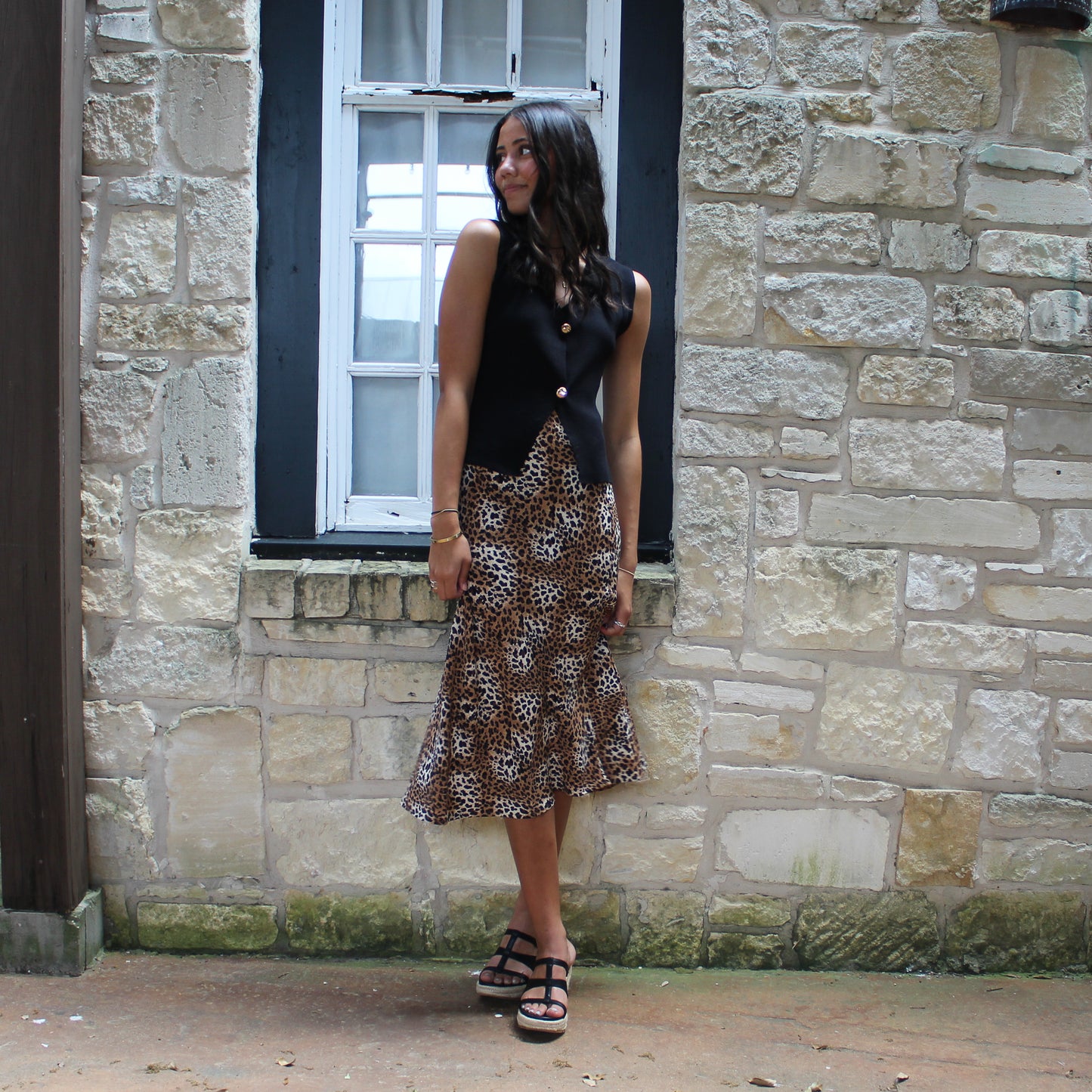 Eesome Cheetah Print Midi Skirt