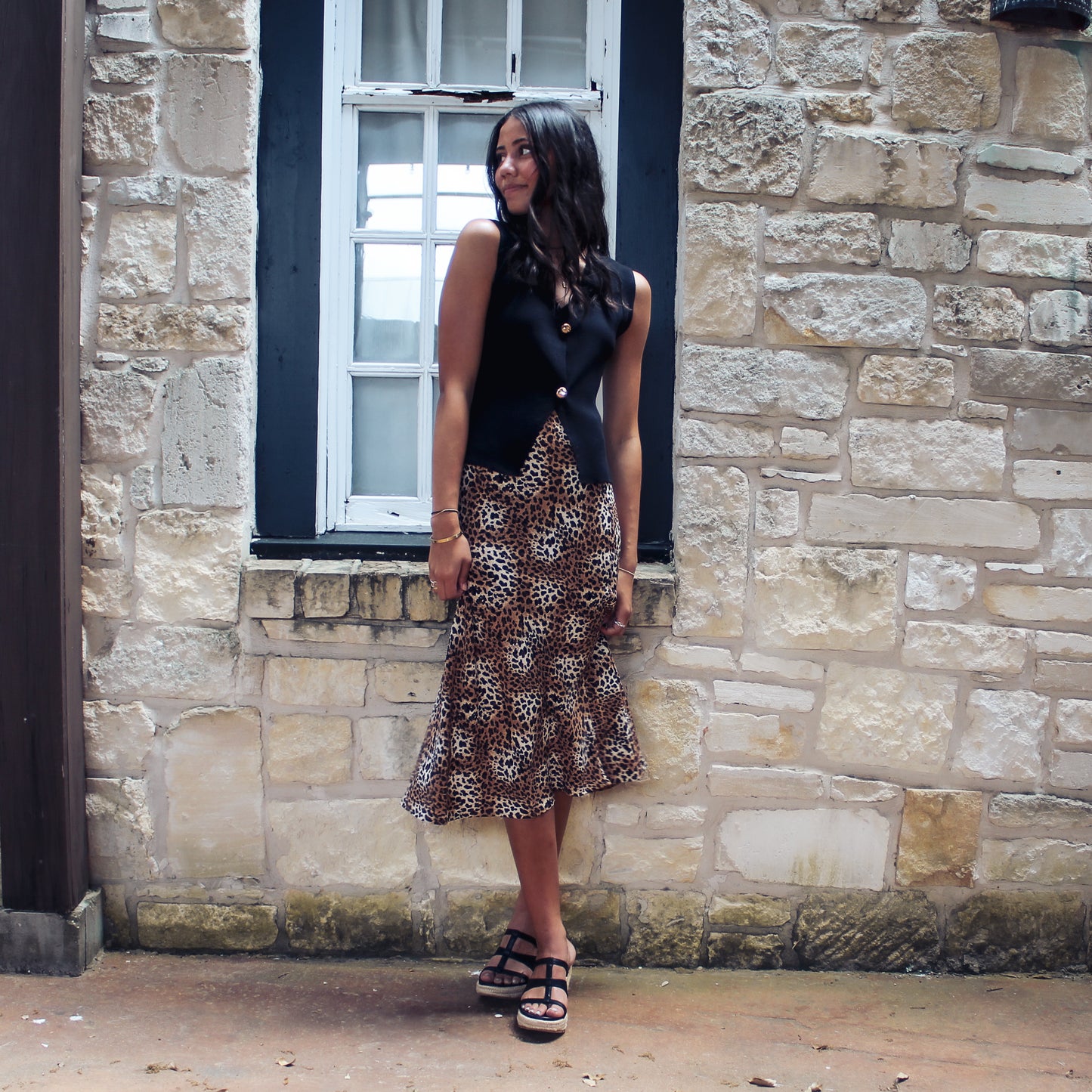 Eesome Cheetah Print Midi Skirt