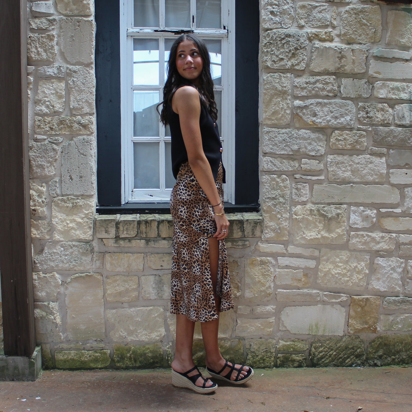 Eesome Cheetah Print Midi Skirt