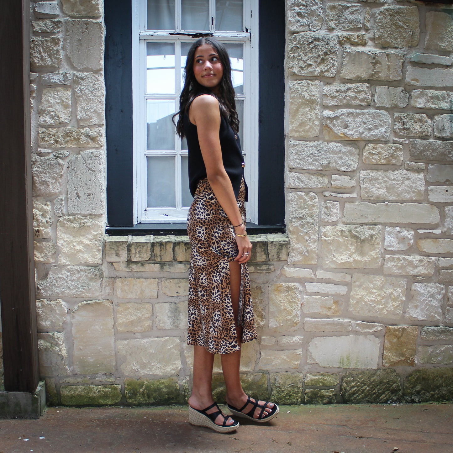 Eesome Cheetah Print Midi Skirt