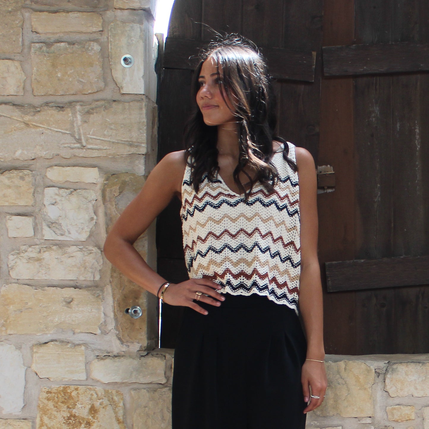 Wrangler Chevron White Crochet Tank