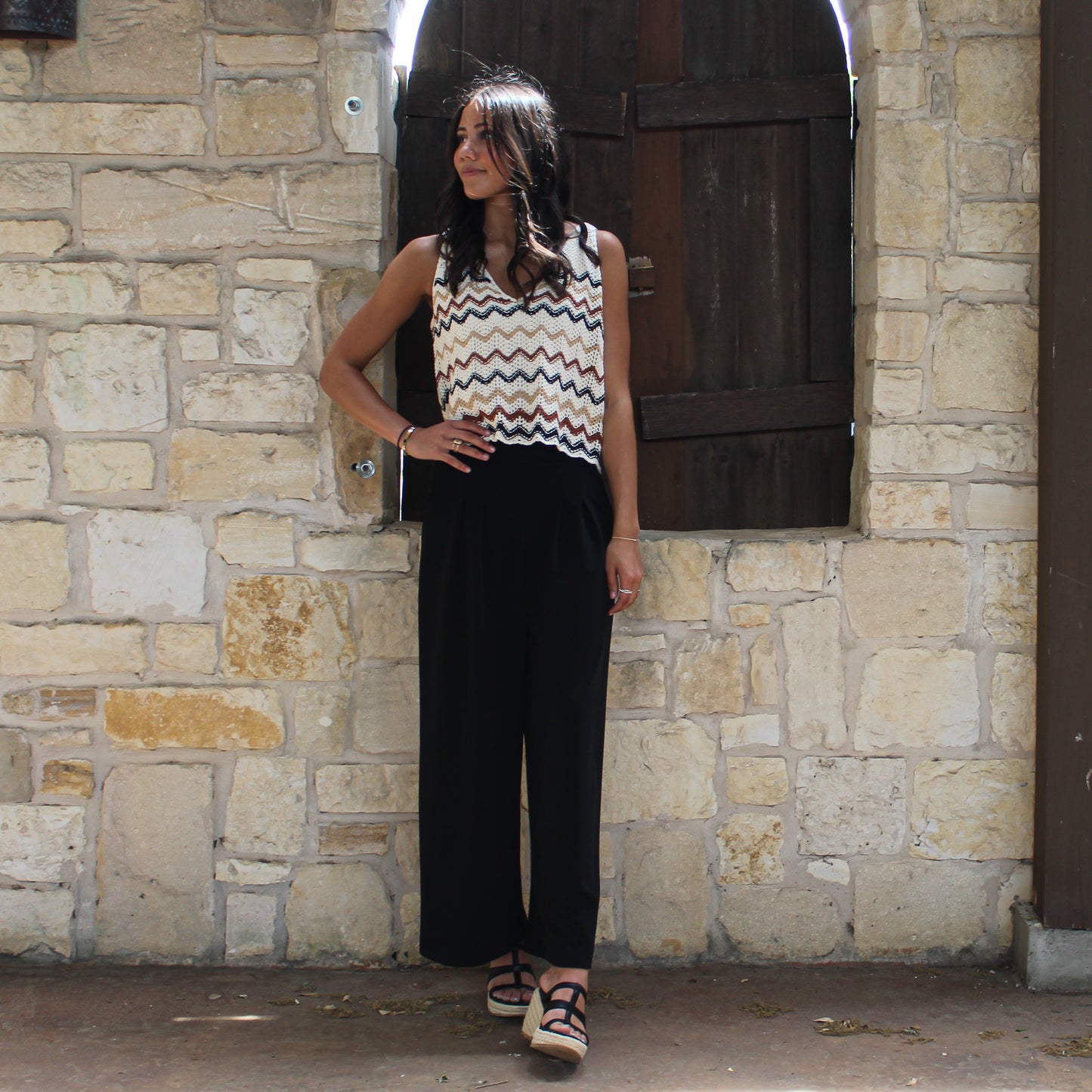 Wrangler Chevron White Crochet Tank