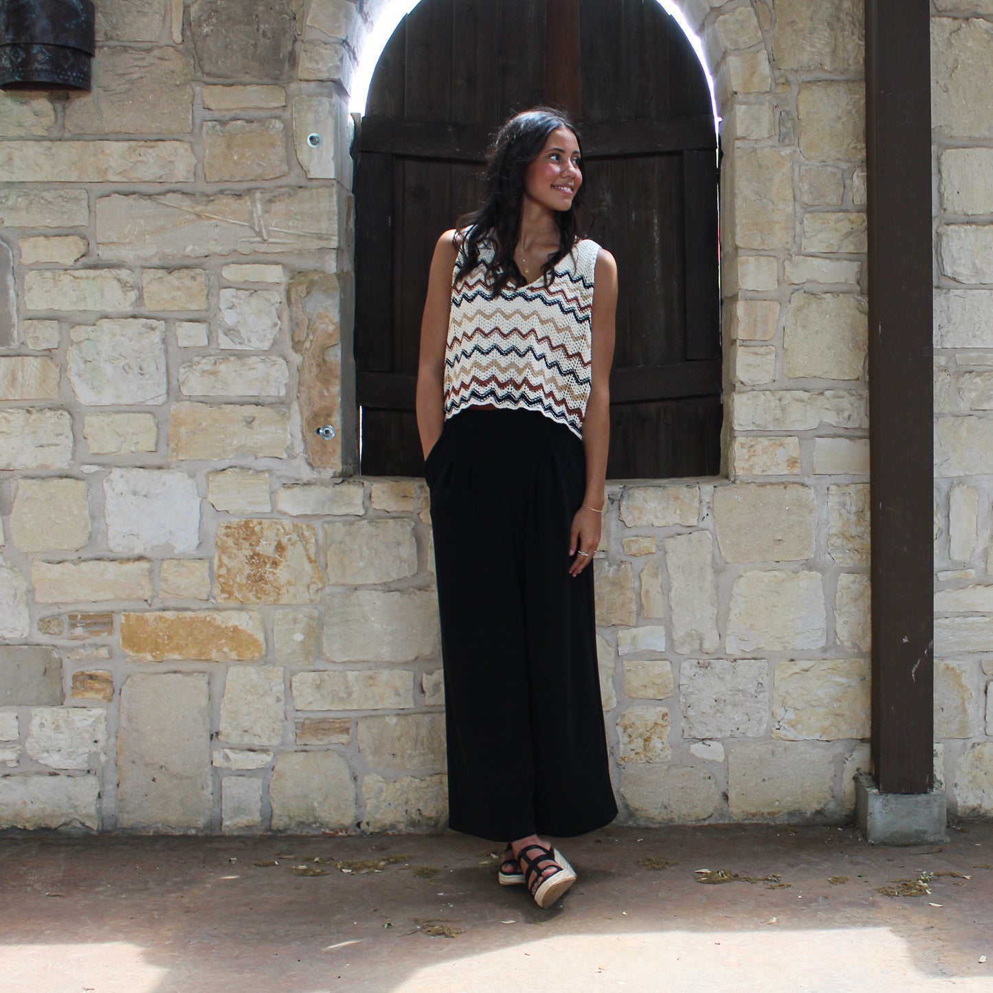 Wrangler Chevron White Crochet Tank
