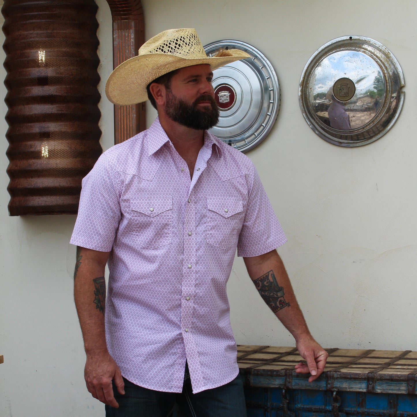 Wrangler Pink Sangria Burst Snap Shirt