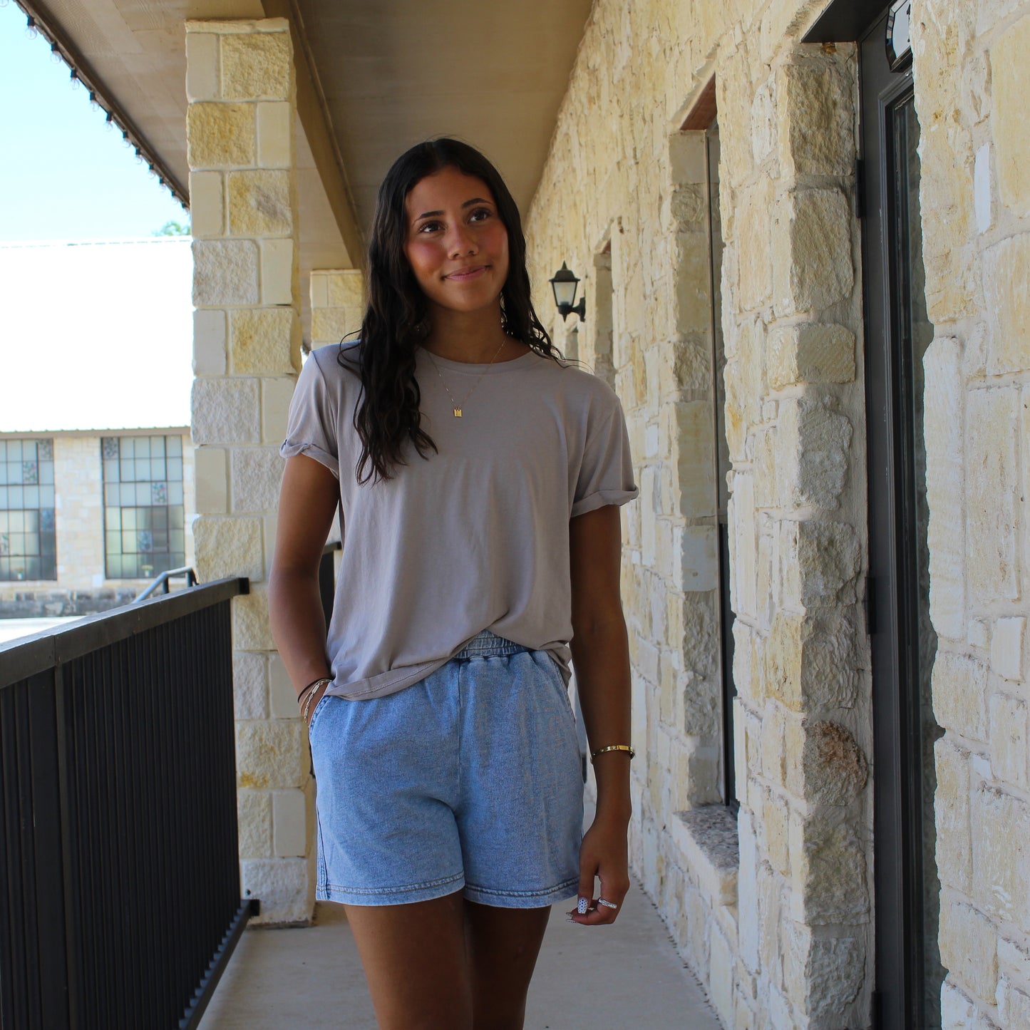 Be Cool Rolled Sleeve Tee Greige