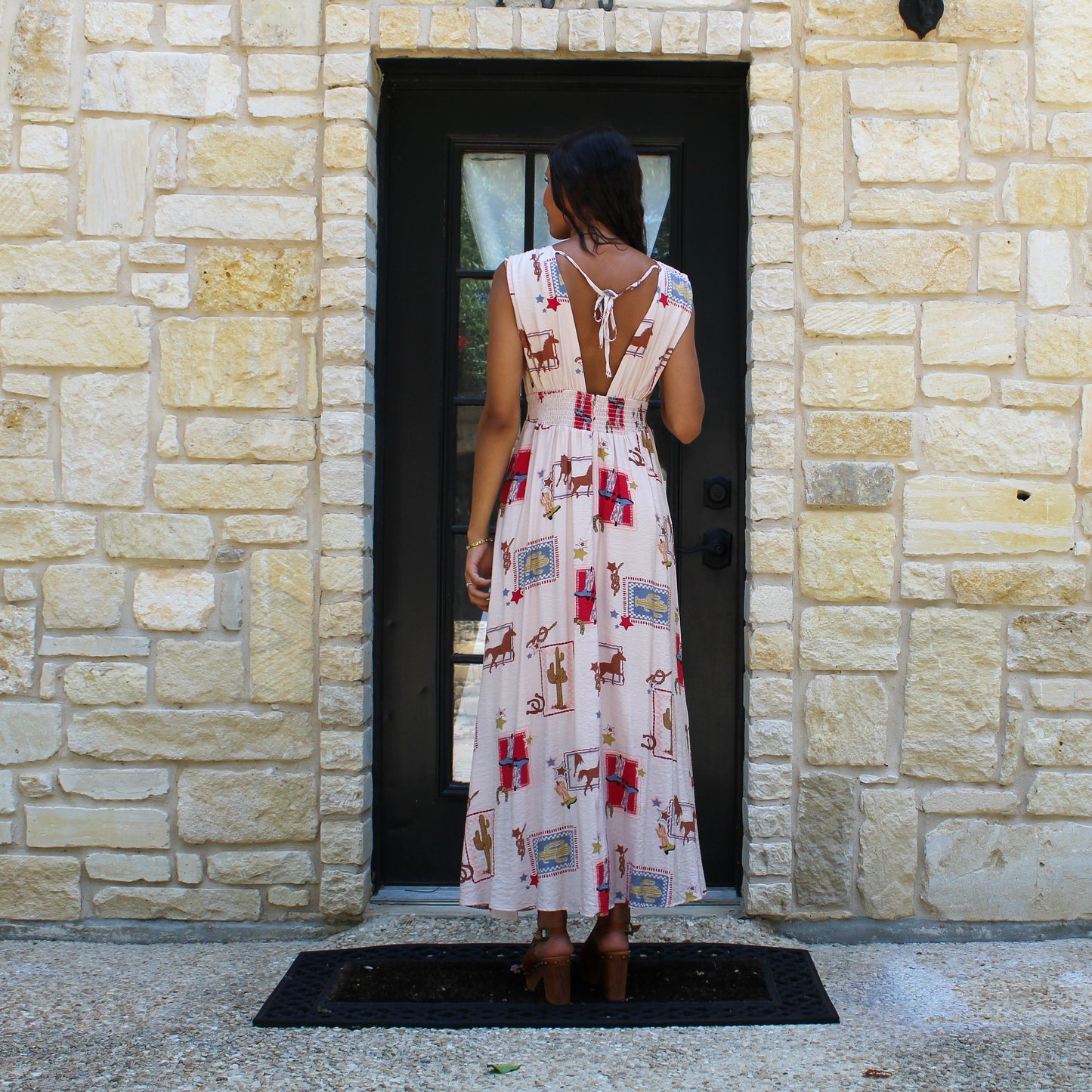 Blue B Western Tie Front Maxi Dress
