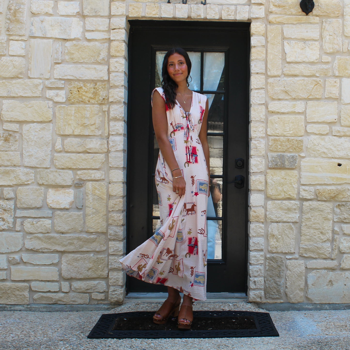 Blue B Western Tie Front Maxi Dress