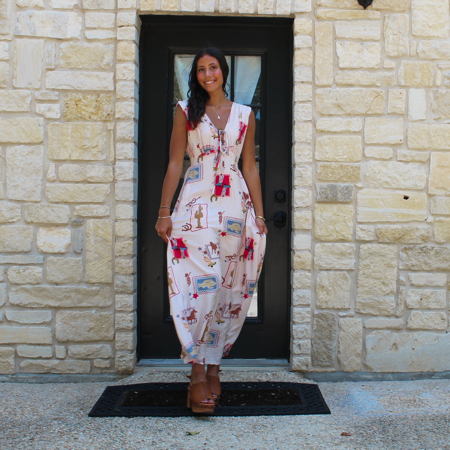 Blue B Western Tie Front Maxi Dress