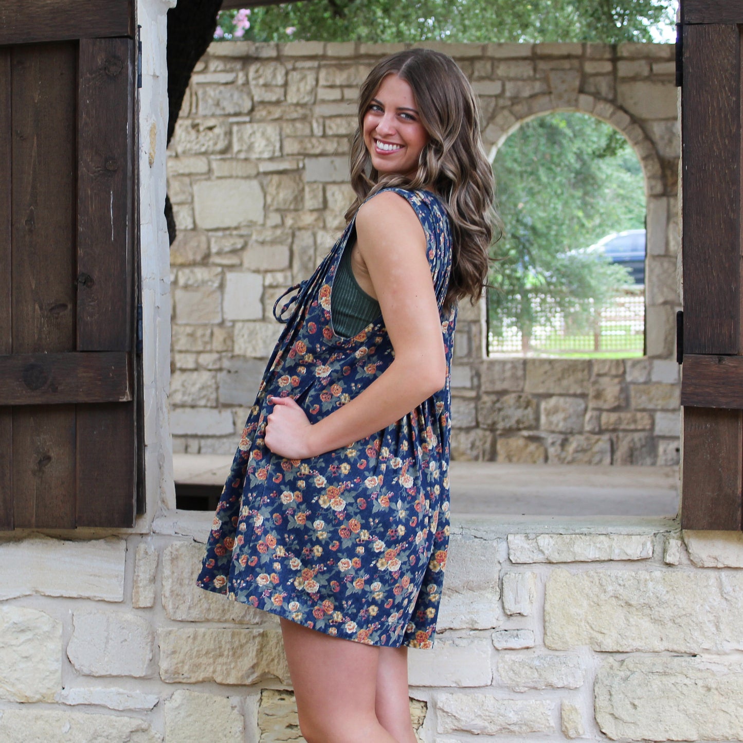 BiBi Denim Washed Floral Romper