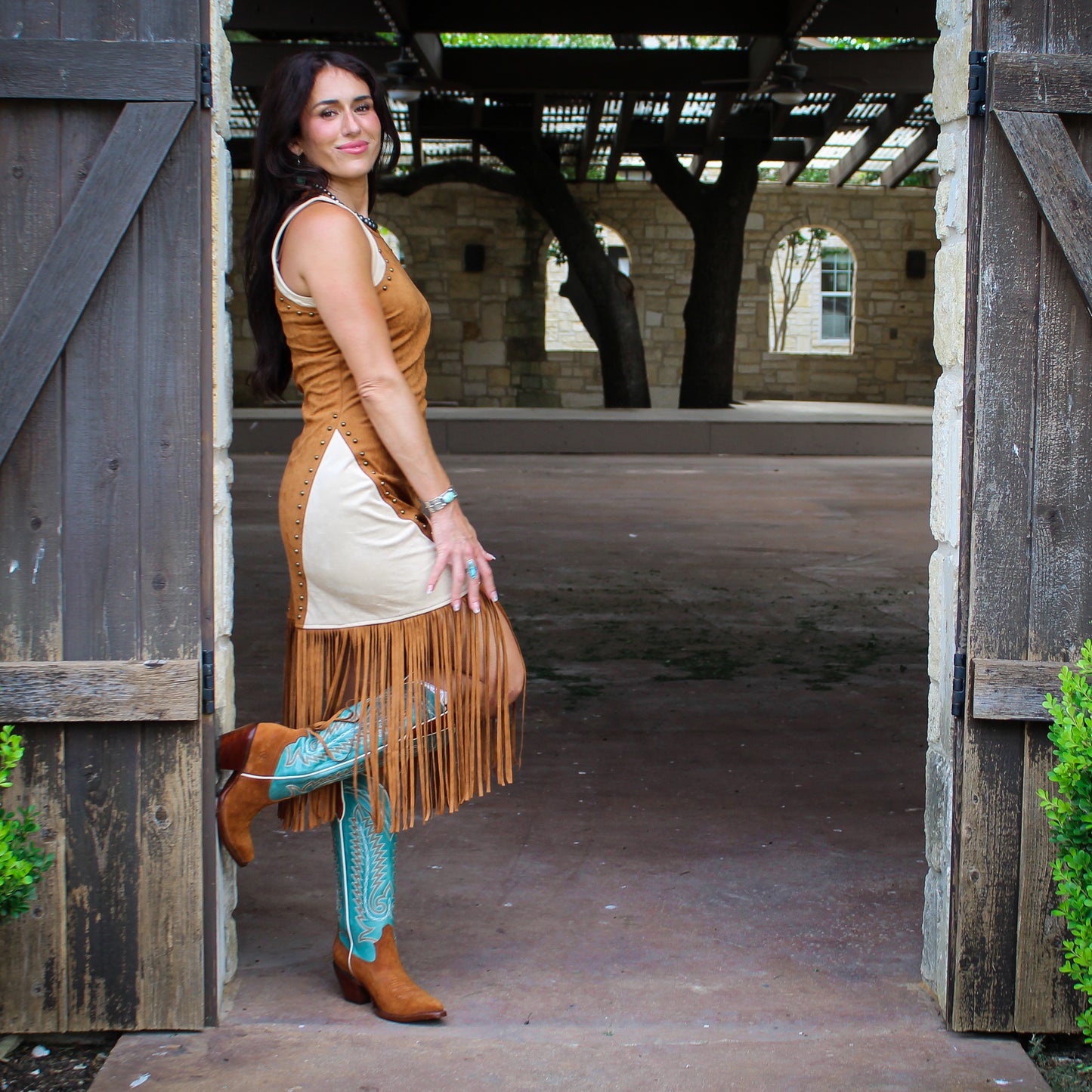 Blue B Brown Suede Fringe Dress