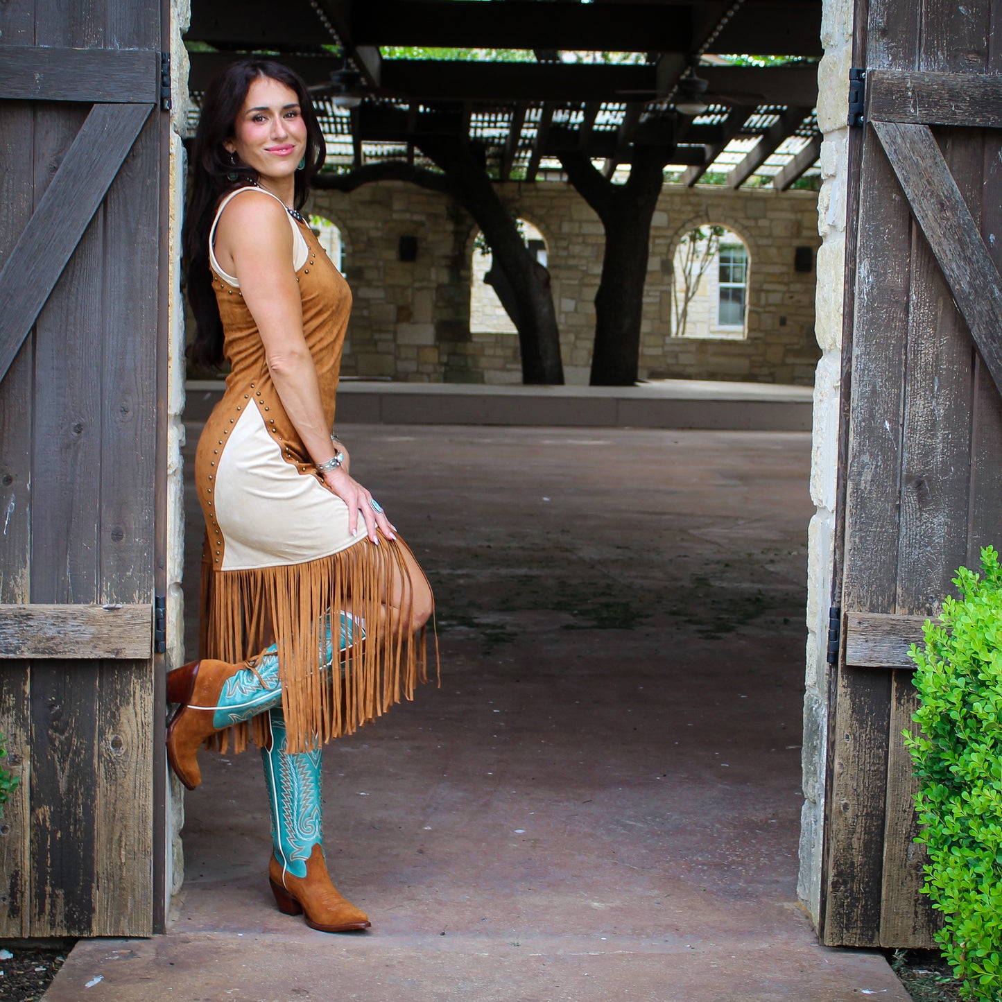 Blue B Brown Suede Fringe Dress