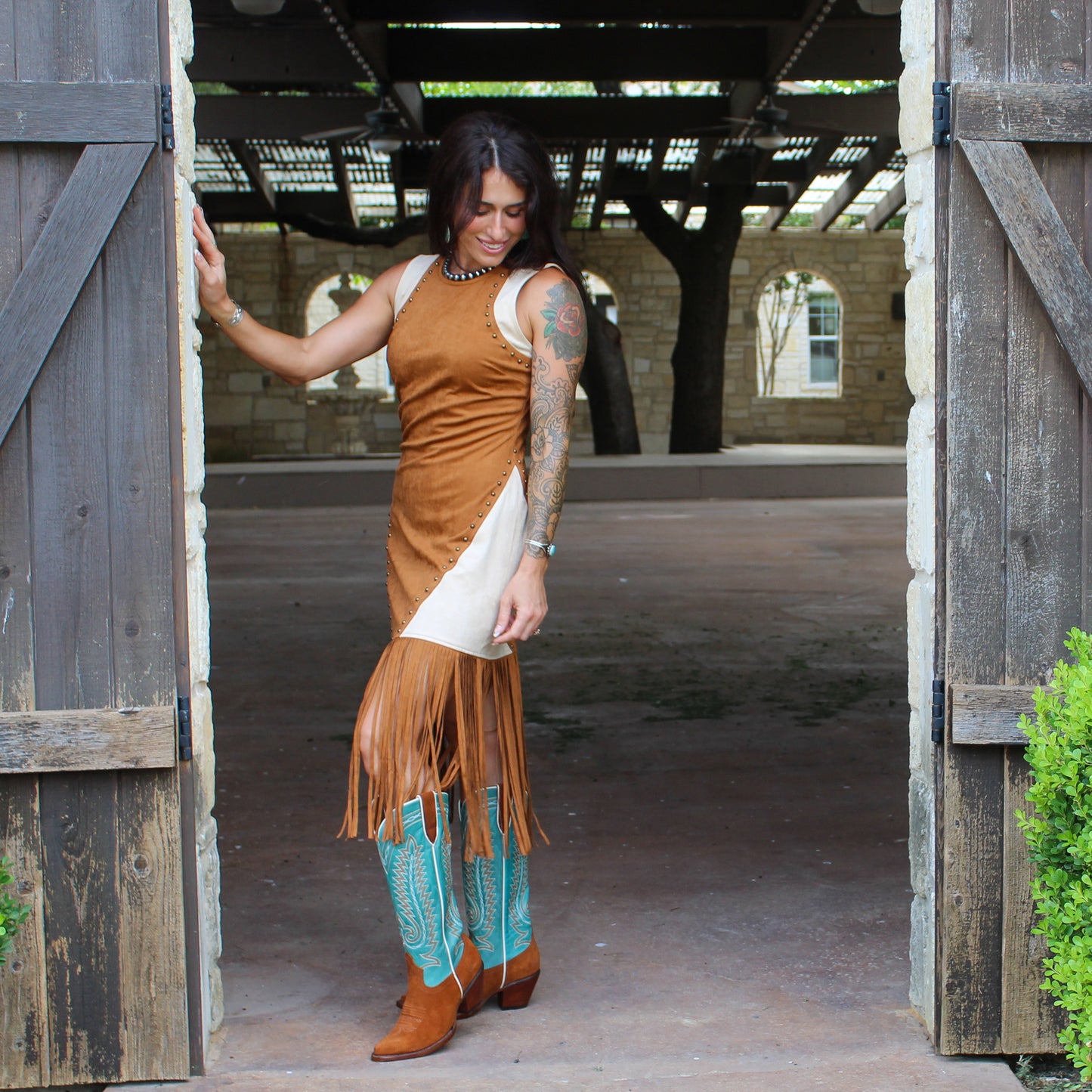Blue B Brown Suede Fringe Dress