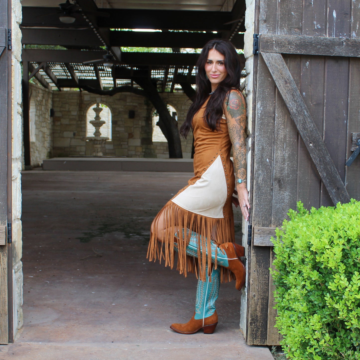 Blue B Brown Suede Fringe Dress