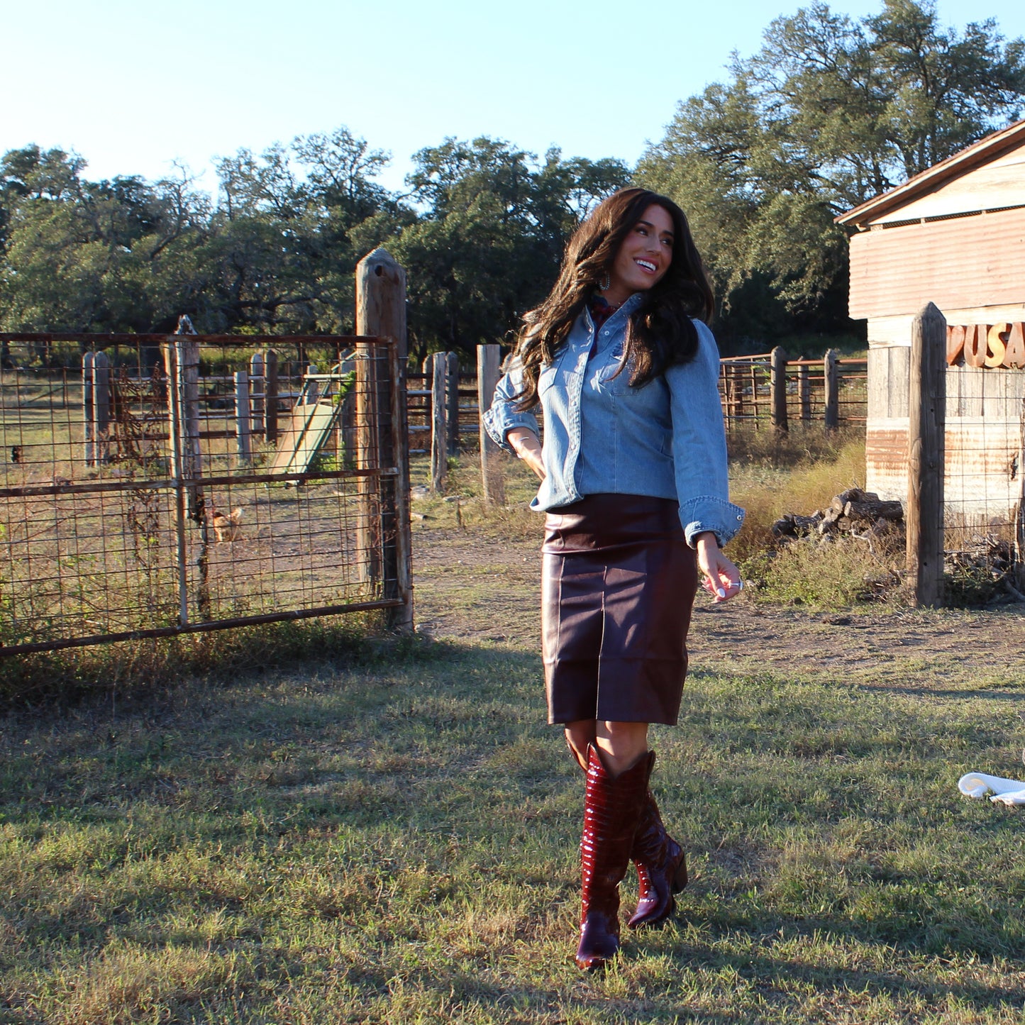 Mustard Seed Seamed Pencil Skirt