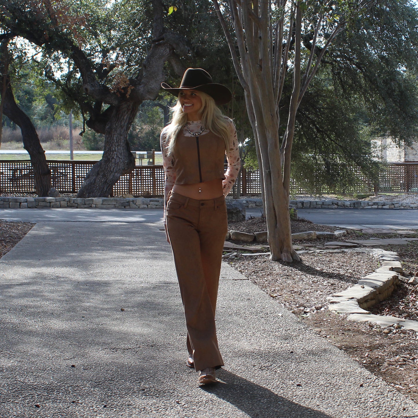 Hidden Faux Suede Front zipper Top