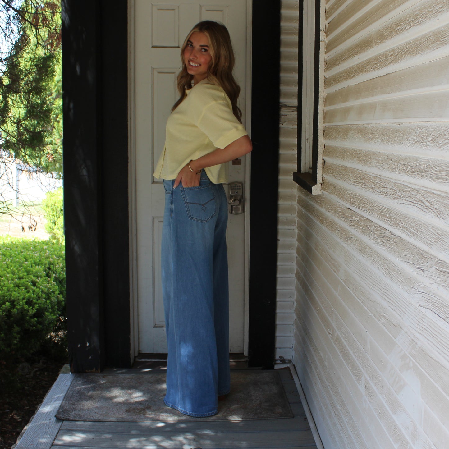 BP Yellow Button Down SS Cardigan