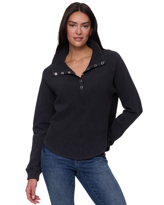 F&A Black Adriana Snap Front Pullover