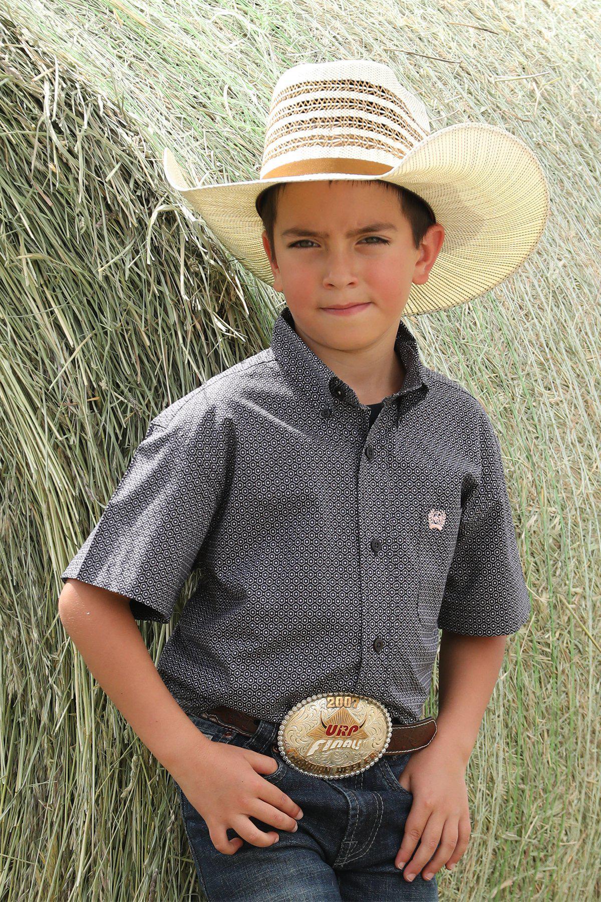 Cinch Boys Grey Floral Print Shirt