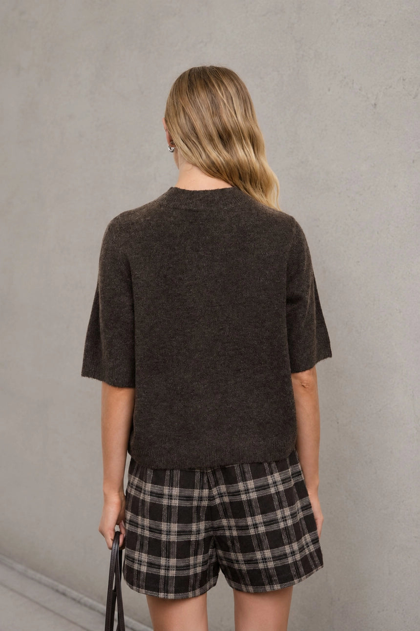 Crewneck Short Sleeve Sweater Cocoa