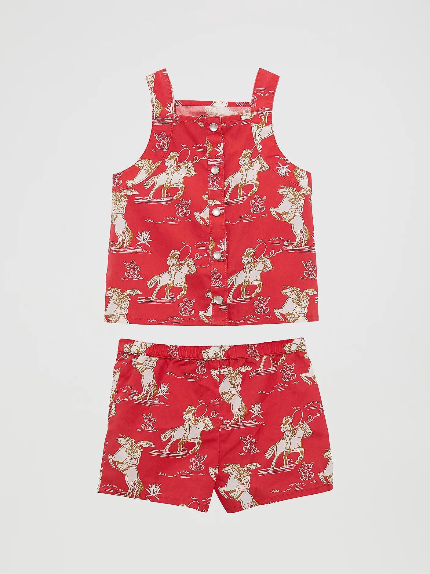 Wrangler Girls Red Horse Print Set